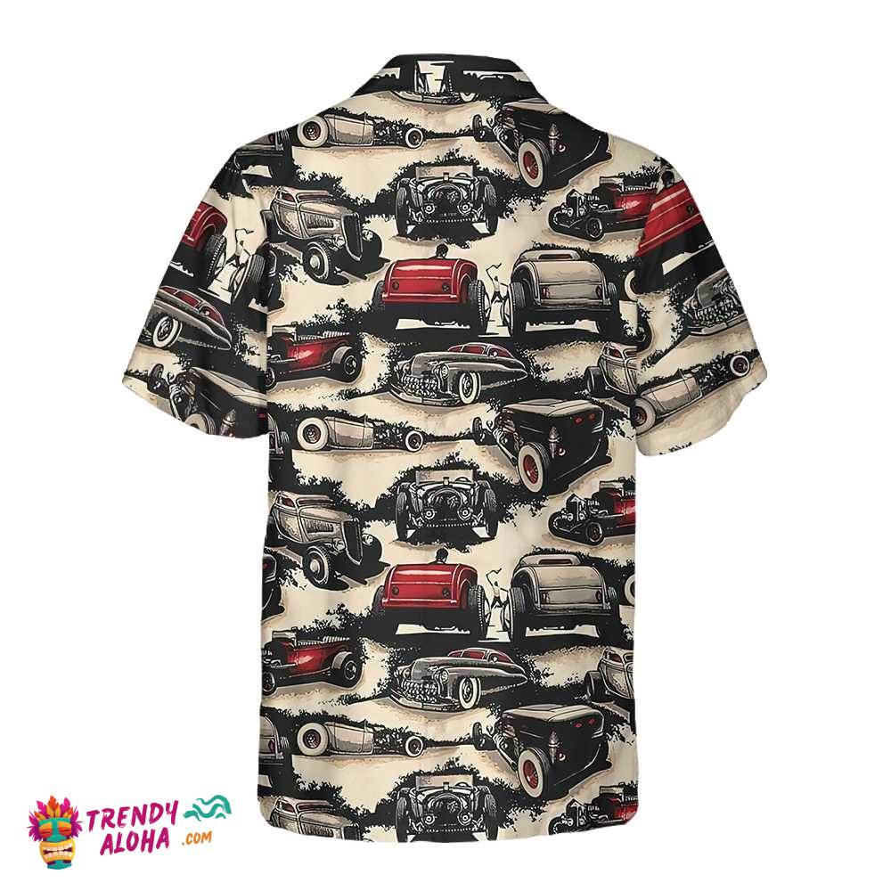 Vintage Hot Rod Hawaiian Shirt, Retro Hot Rod Shirt For Men