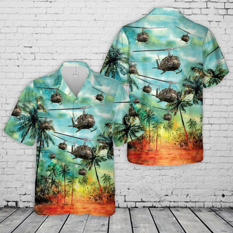 Vintage Huey Adventure: US Army Bell Uh-1 Huey Trendy Hawaiian Shirt for Men