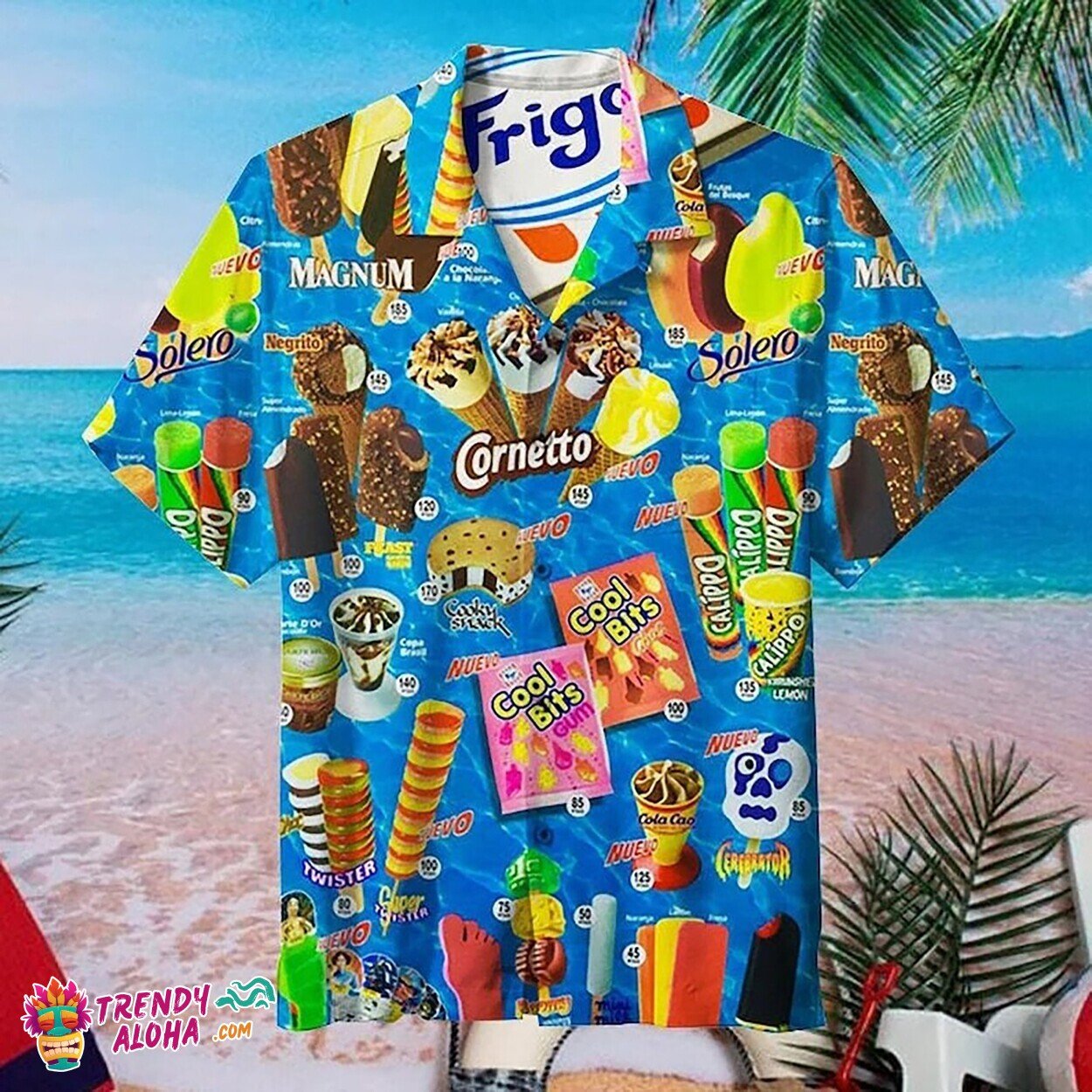 Vintage Ice Cream Pattern 90s Style Summer Beach Hawaiian Shirt