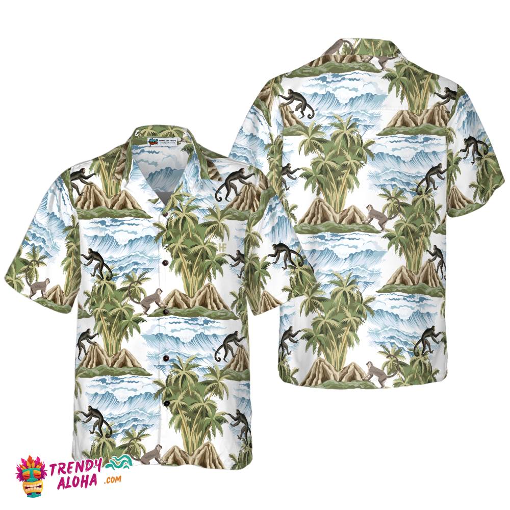 Vintage Island Palm Tree Monkey Hawaiian Shirt Vintage Island Palm Tree Monkey Hawaiian Shirt