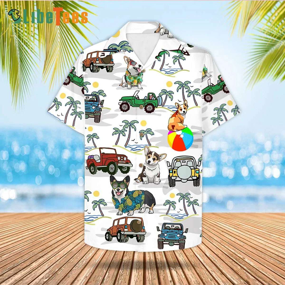 Vintage Jeep Adventure with Corgi Dog Hawaiian Shirt