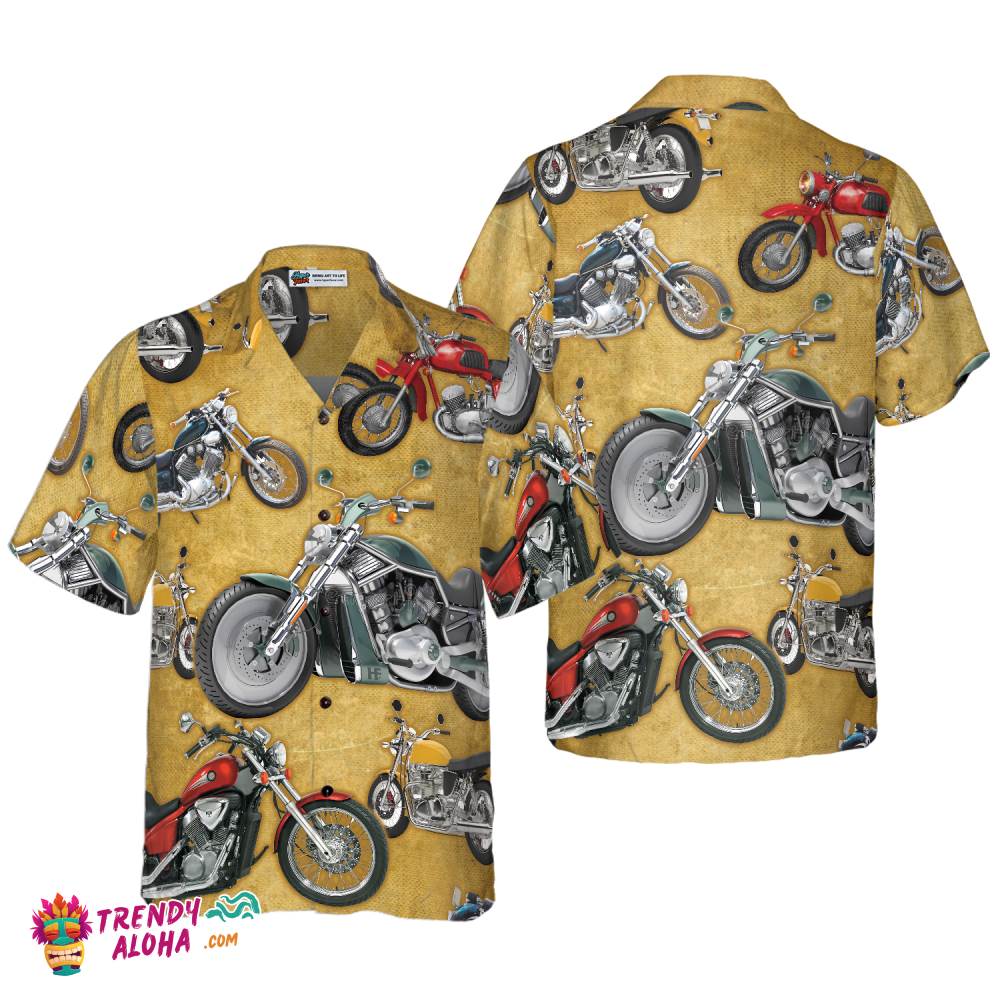 Vintage Motorcycle Hawaiian Shirt Vintage Motorcycle Hawaiian Shirt
