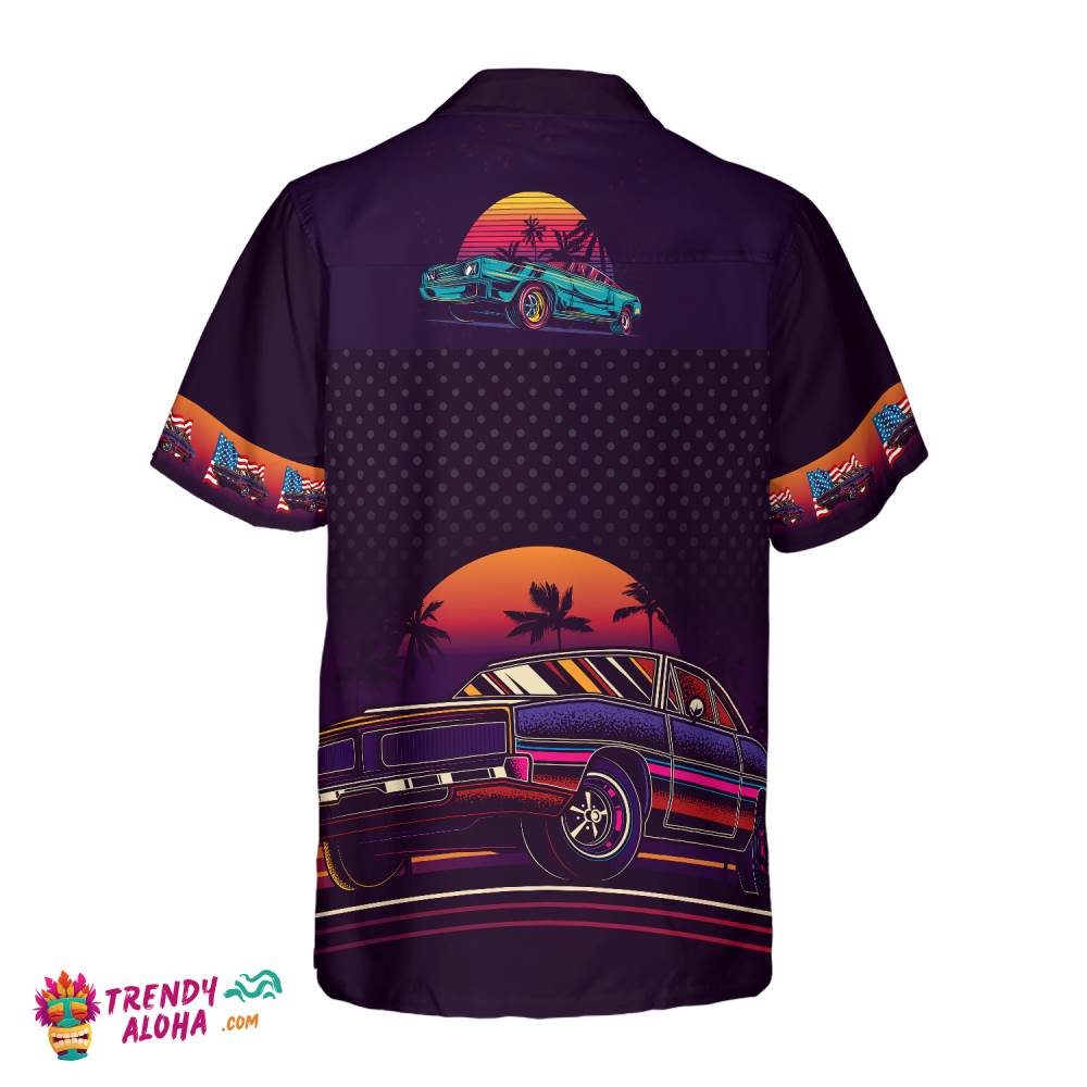 Vintage Neon Muscle Car Hawaiian Shirt