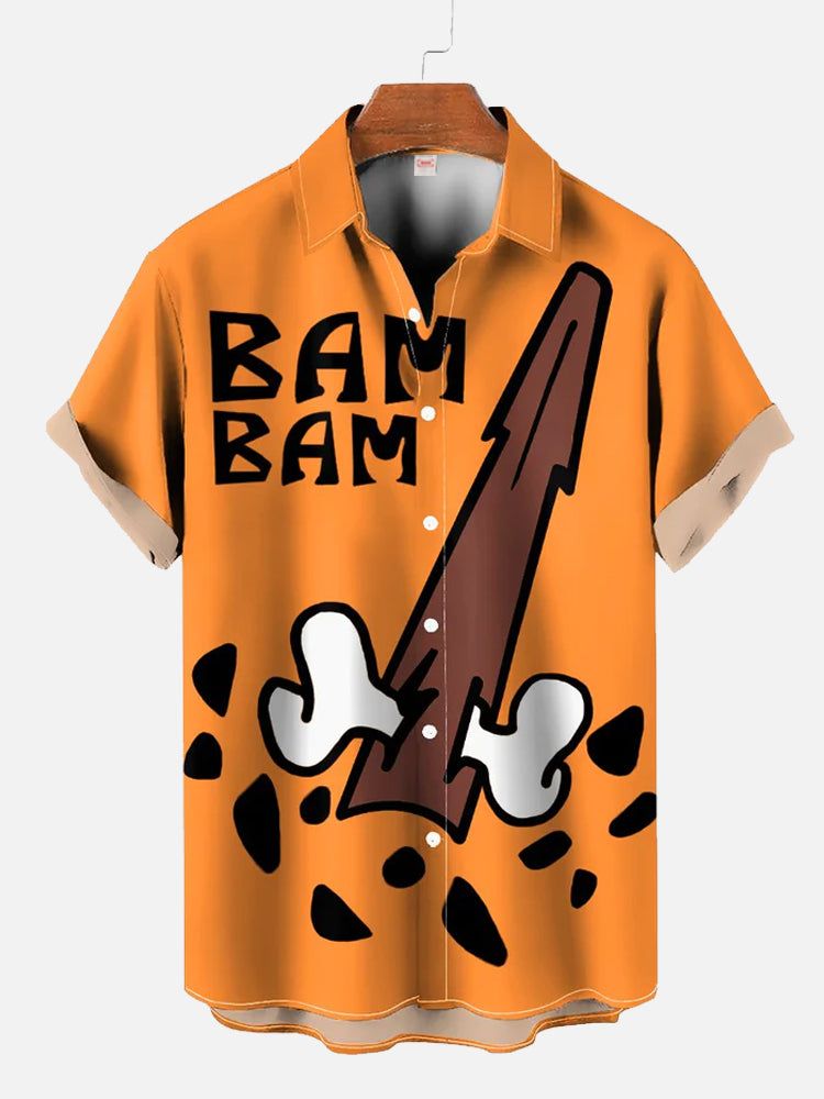Vintage Nostalgic Movie Fun Bone Stick Printing Hawaiian Short Sleeve Aloha Hawaiian Shirt Vintage Nostalgic Movie Fun Bone Stick Printing Hawaiian Short Sleeve Aloha Hawaiian Shirt