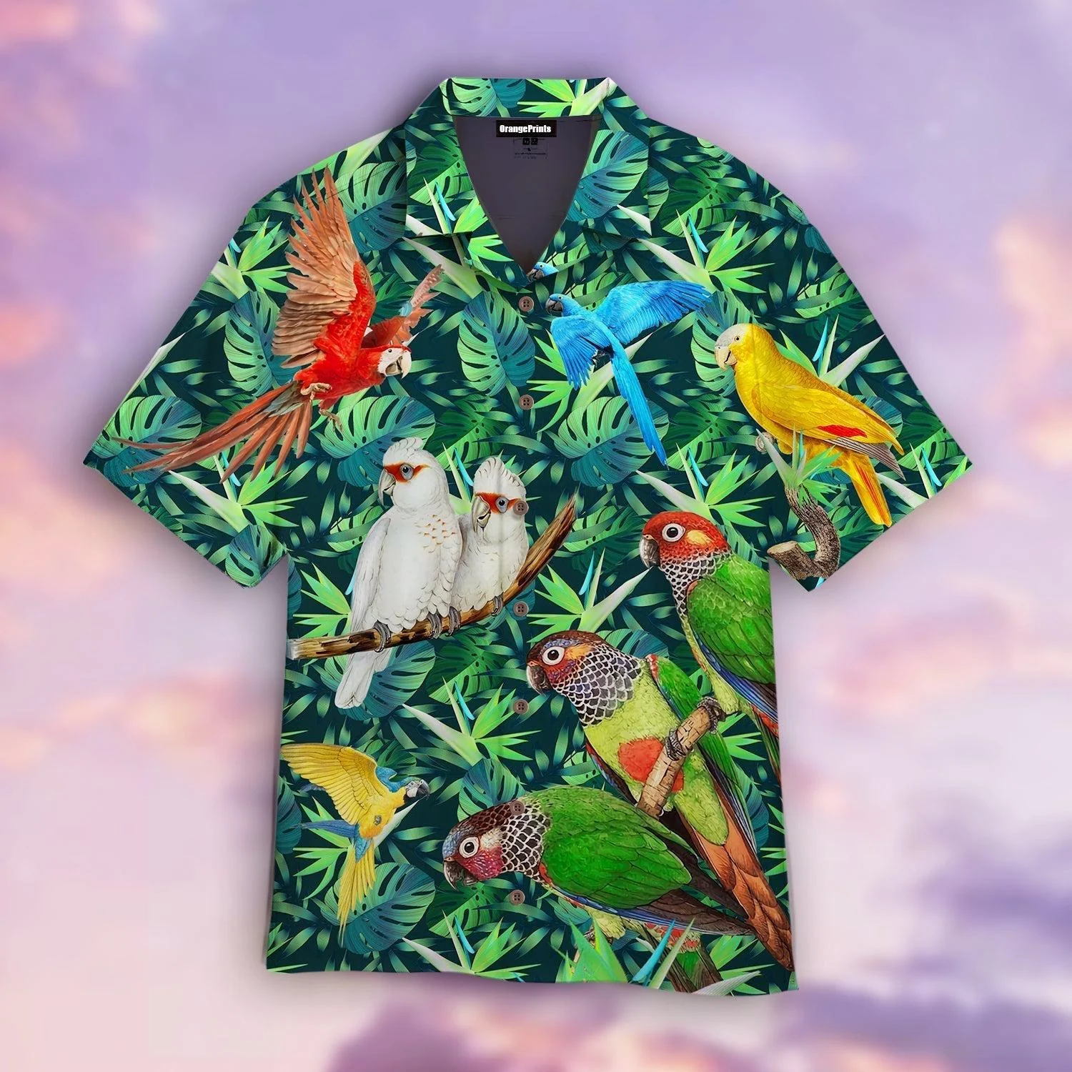 Vintage Parrots Tropical Hawaiian Shirt For