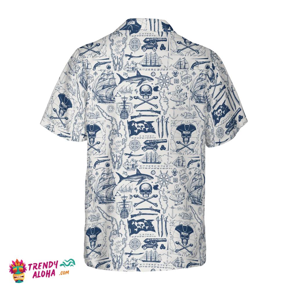 Vintage Pirate And Nautical Symbols Hawaiian Shirt