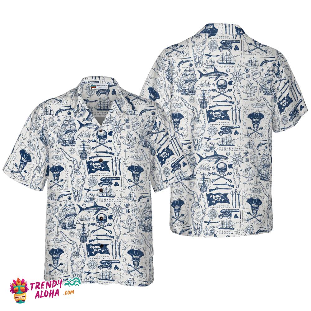 Vintage Pirate And Nautical Symbols Hawaiian Shirt Vintage Pirate And Nautical Symbols Hawaiian Shirt