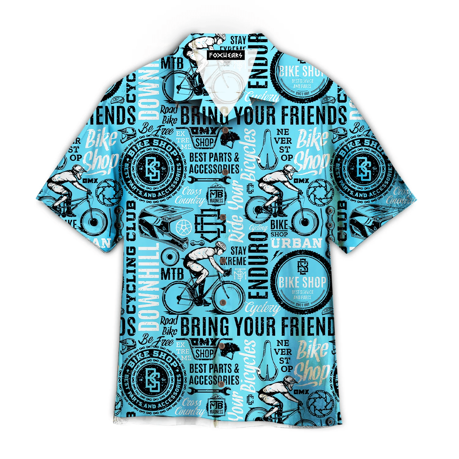 Vintage Retro Blue Bicycle Trendy Hawaiian Shirt Vintage Retro Blue Bicycle Trendy Hawaiian Shirt