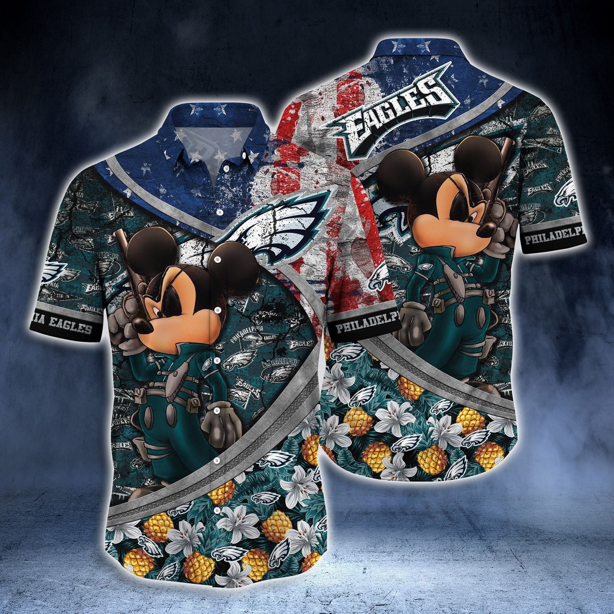 Vintage Style Philadelphia Eagles NFL-Aloha Shirt: Classic Hawaiian Look