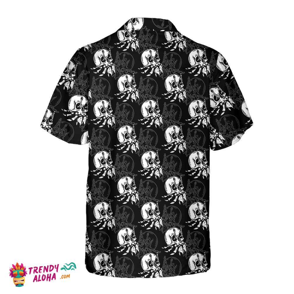 Vintage Style Skull Shell Hermit Crab Seamless Pattern Hawaiian Shirt, Unique Crab Shirt, Crab Print Shirt