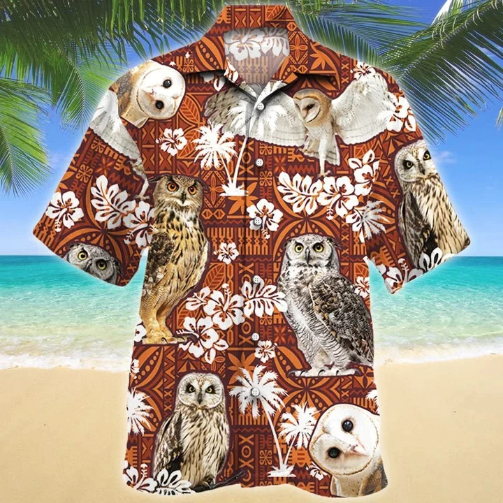 Vintage Themed Of Night Owl Red Tribal Pattern Trendy Hawaiian Shirt Vintage Themed Of Night Owl Red Tribal Pattern Trendy Hawaiian Shirt