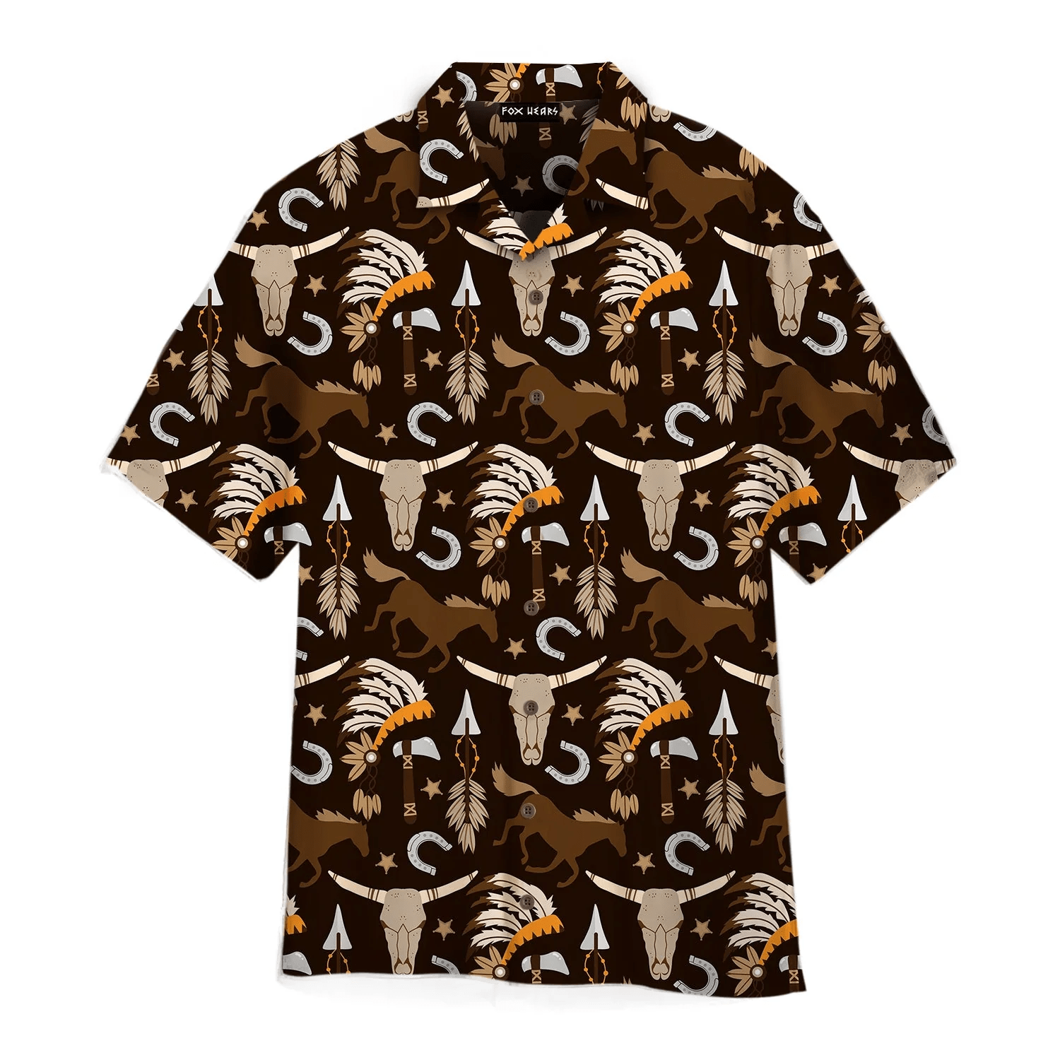 Vintage Western Boho Printed Hawaiian Shirt For Aloha Shirt