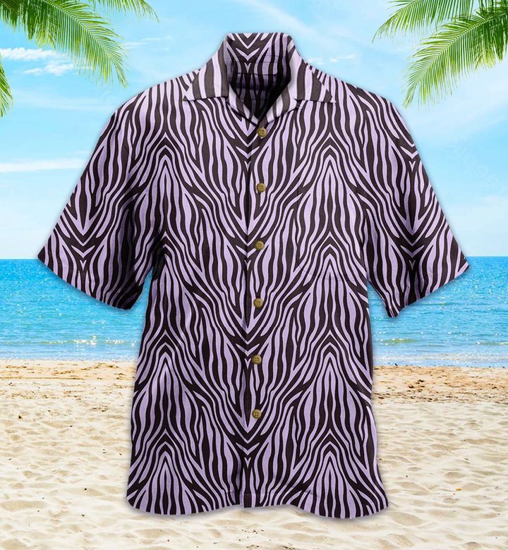 Violet Zebra Chic Look in Hawaiian Shirt Design