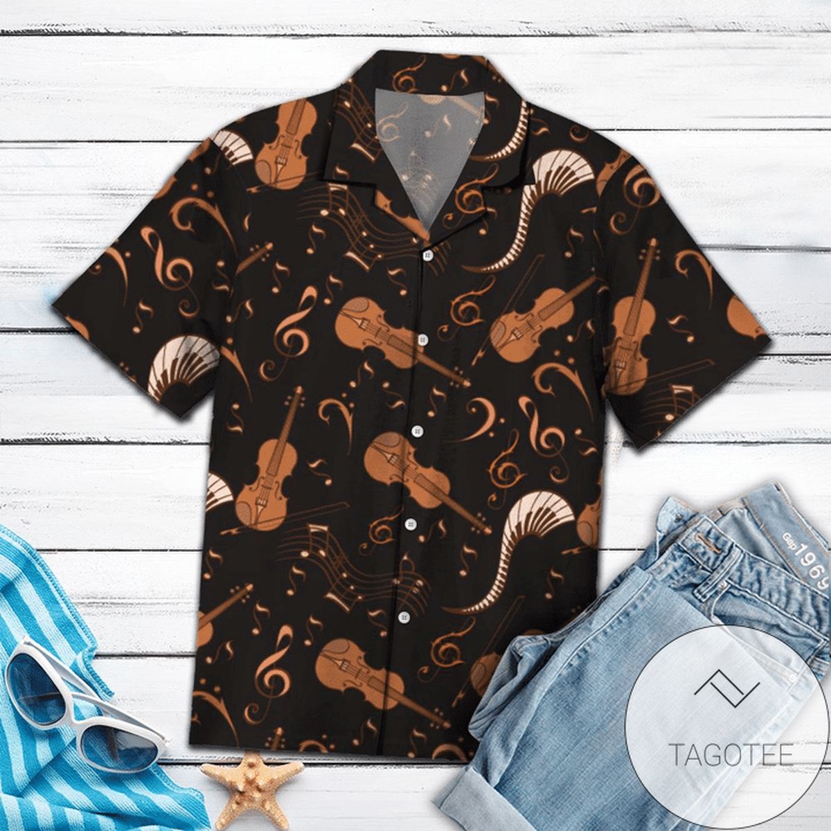 Violin Lover Elegance Hawaiian Shirt Unique Tropical Design Style
