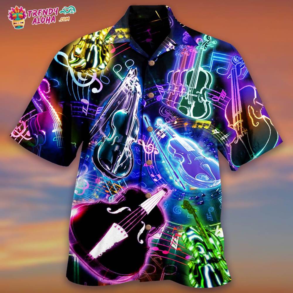 Violin Music Neon Style Hawaiian Shirt – Trendy Aloha