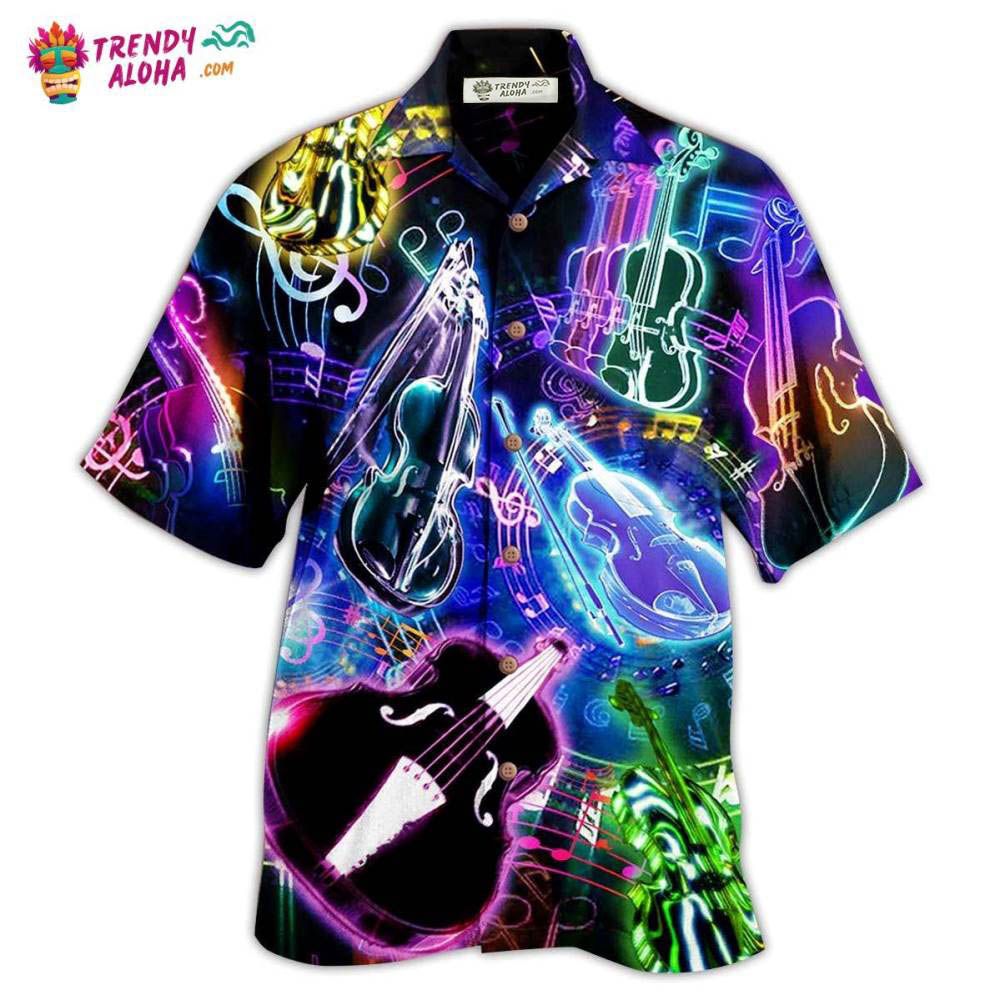 Violin Music Neon Style Hawaiian Shirt – Trendy Aloha
