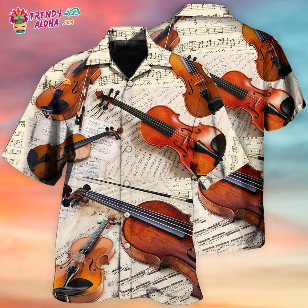 Violin Vintage Style Music Lover Paper Hawaiian Shirt – Trendy Aloha