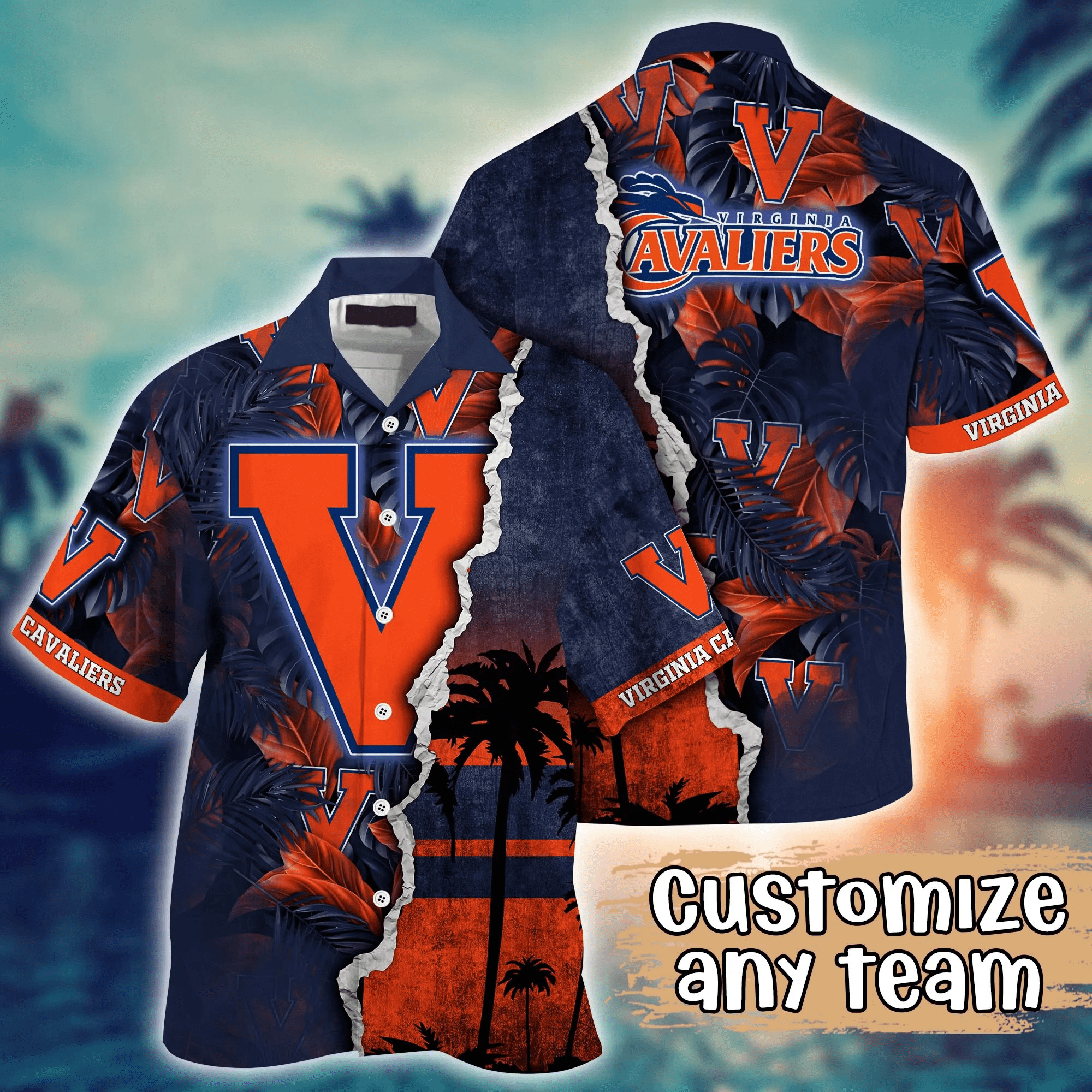 Virginia Cavaliers NCAA Hawaiian Shirt Custom Sunscreen Aloha Shirt Virginia Cavaliers NCAA Hawaiian Shirt Custom Sunscreen Aloha Shirt