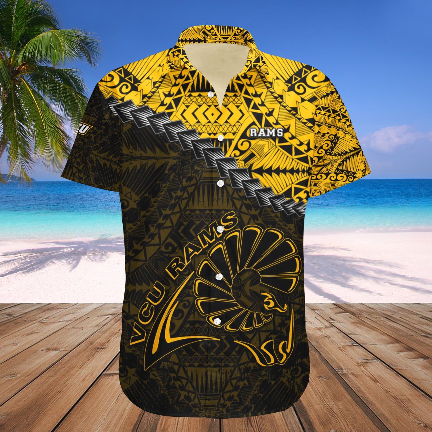Virginia Commonwealth Rams Hawaii Shirt Grunge Polynesian Tattoo – NCAA