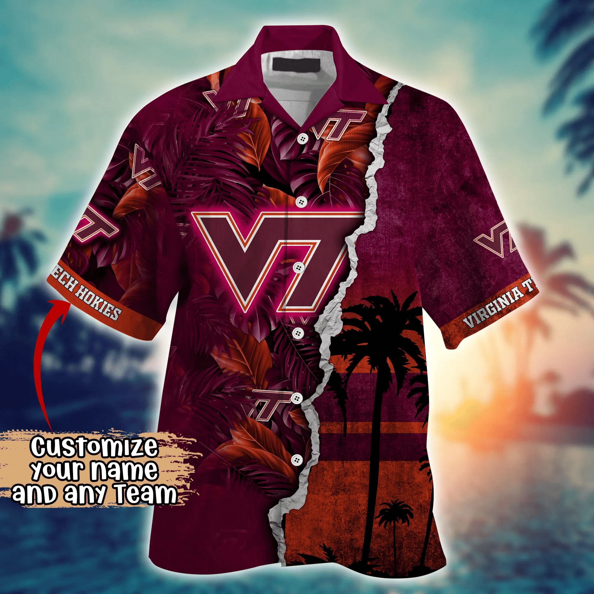 Virginia Tech Hokies NCAA Hawaiian Shirt Custom Brightness Aloha Shirt
