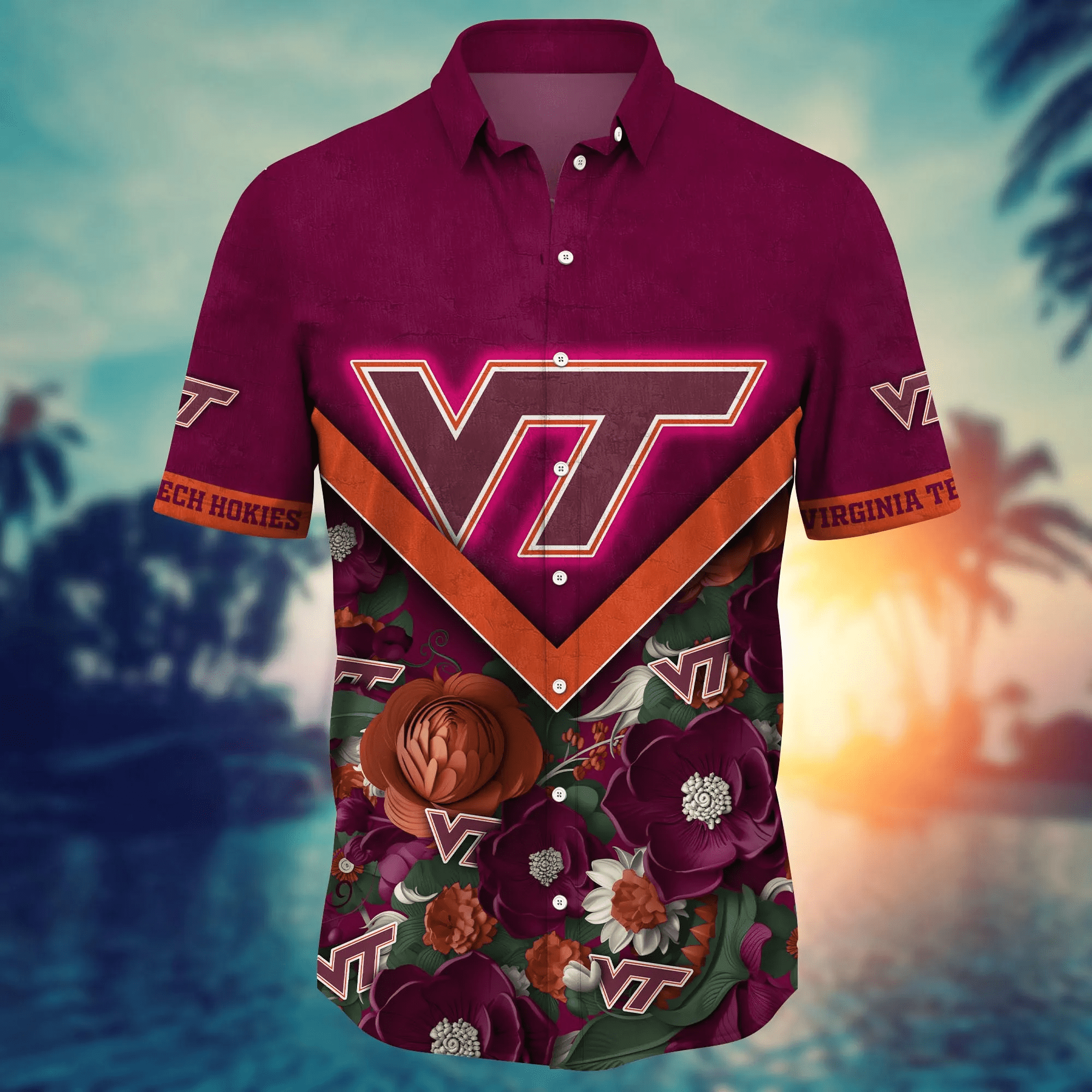 Virginia Tech Hokies NCAA Hawaiian Shirt Custom Sandcastles Aloha Shirt