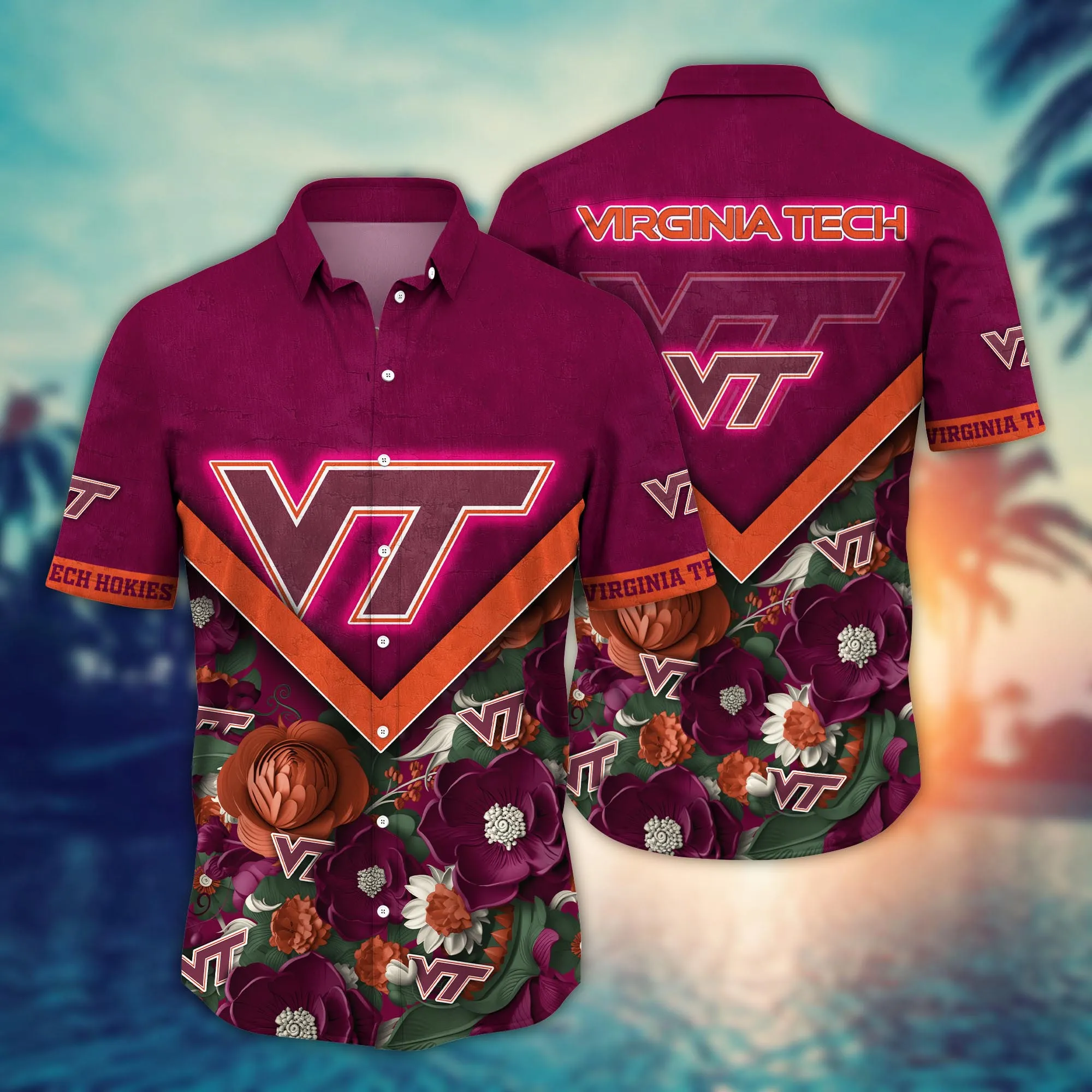 Virginia Tech Hokies NCAA Hawaiian Shirt Custom Sandcastles Aloha Shirt Virginia Tech Hokies NCAA Hawaiian Shirt Custom Sandcastles Aloha Shirt