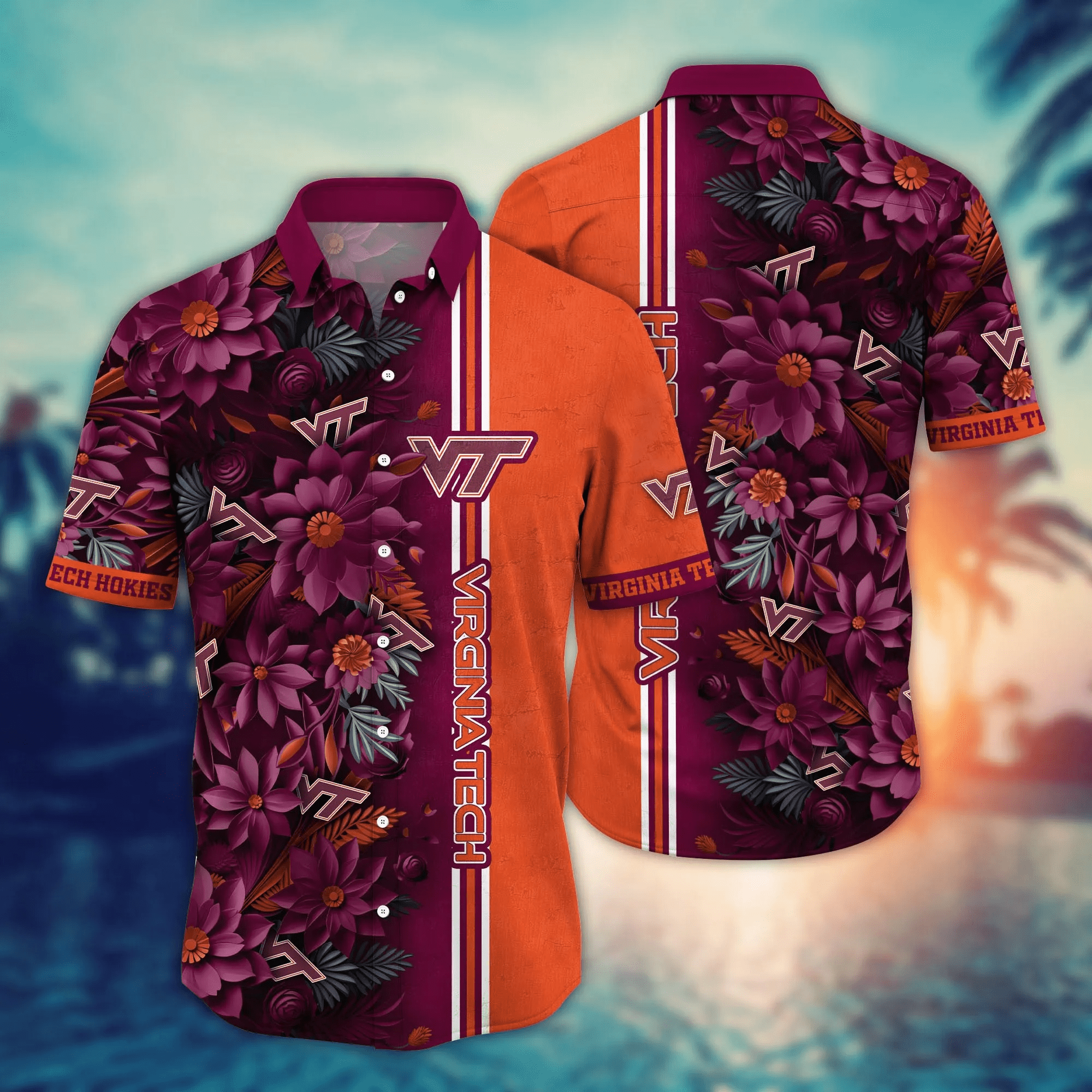 Virginia Tech Hokies NCAA Hawaiian Shirt Custom Warm Days Aloha Shirt Virginia Tech Hokies NCAA Hawaiian Shirt Custom Warm Days Aloha Shirt