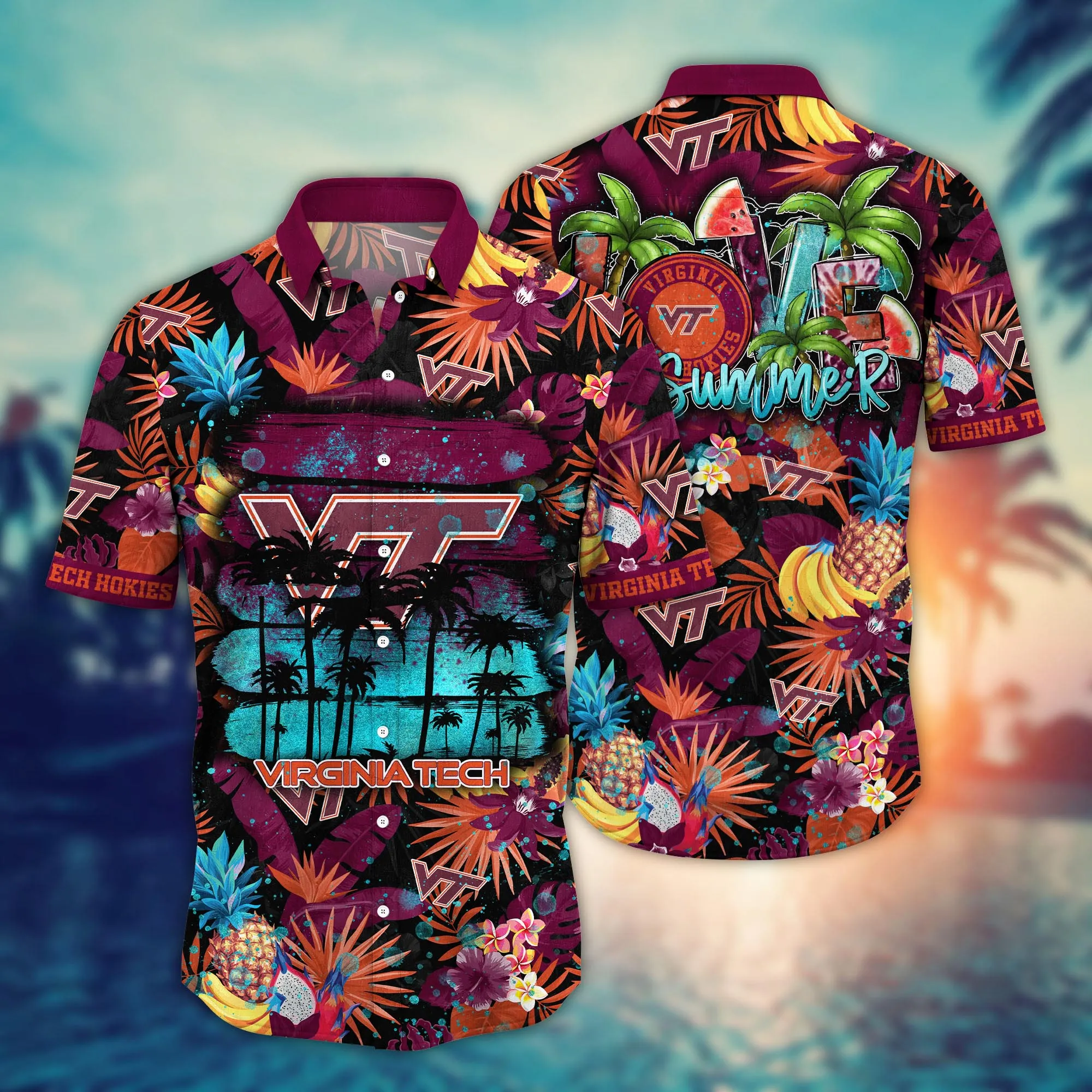 Virginia Tech Hokies NCAA Hawaiian Shirt Daylighttime Aloha Shirt Virginia Tech Hokies NCAA Hawaiian Shirt Daylighttime Aloha Shirt