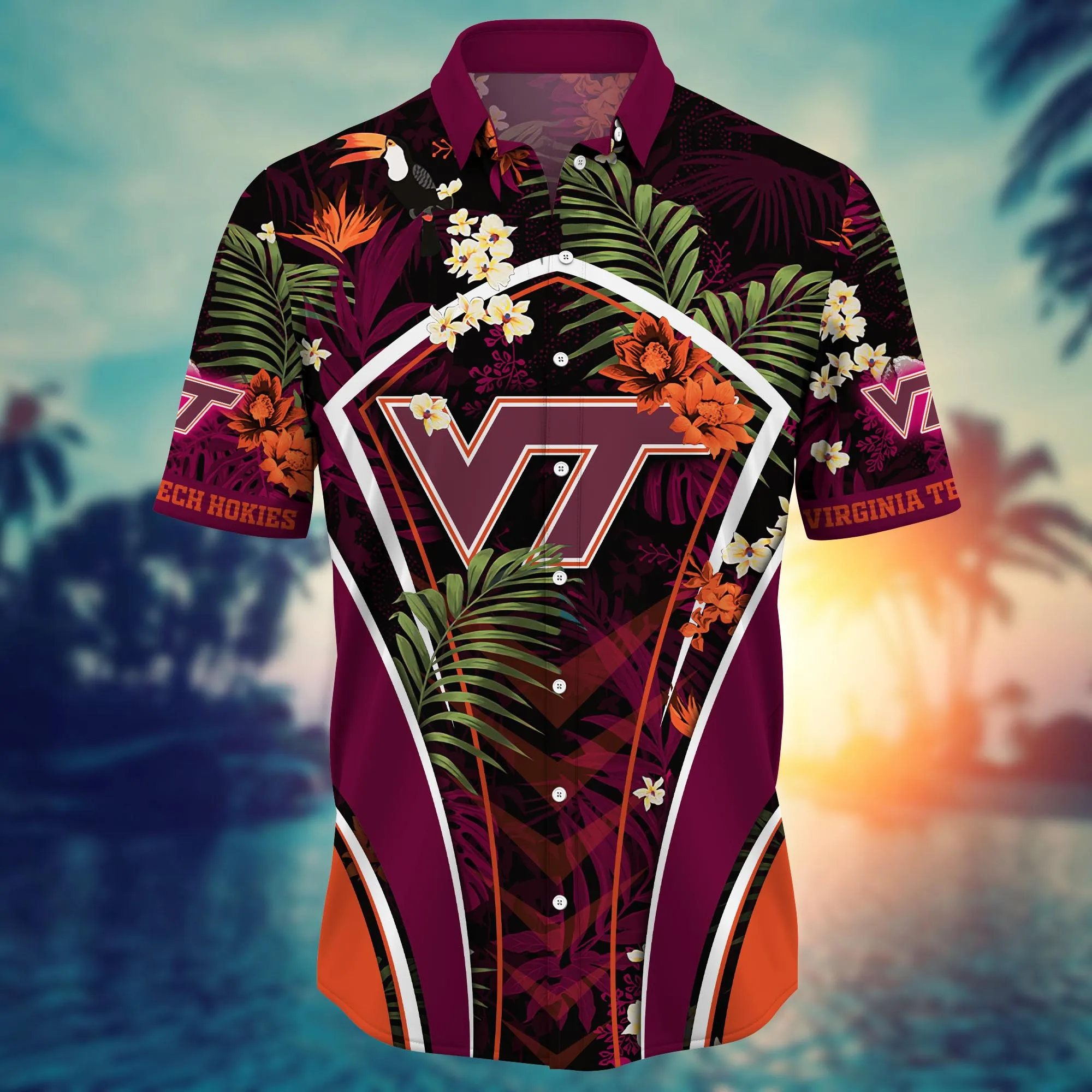 Virginia Tech Hokies NCAA Hawaiian Shirt Golden Hour Aloha Shirt