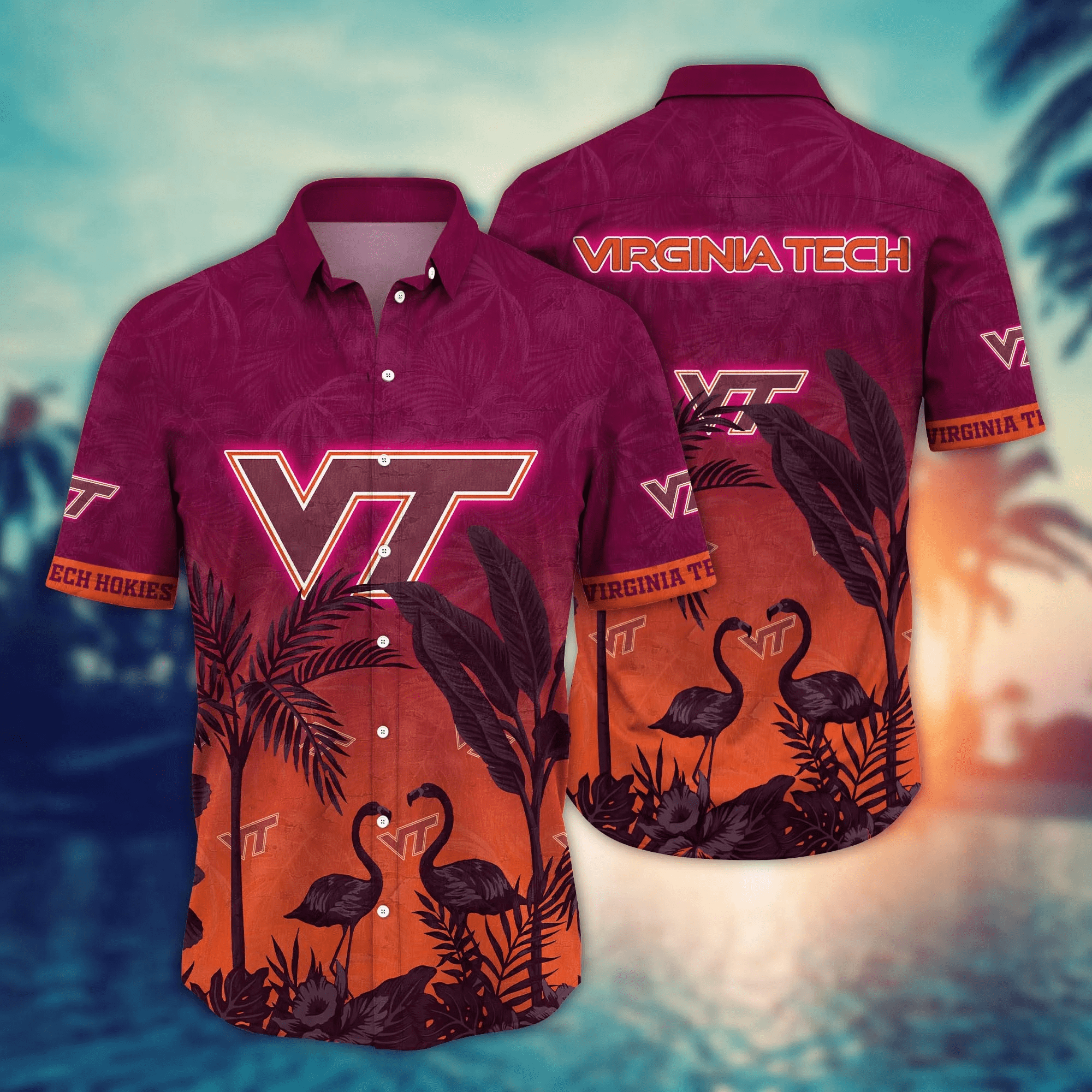 Virginia Tech Hokies NCAA Hawaiian Shirt Pool Daystime Aloha Shirt Virginia Tech Hokies NCAA Hawaiian Shirt Pool Daystime Aloha Shirt