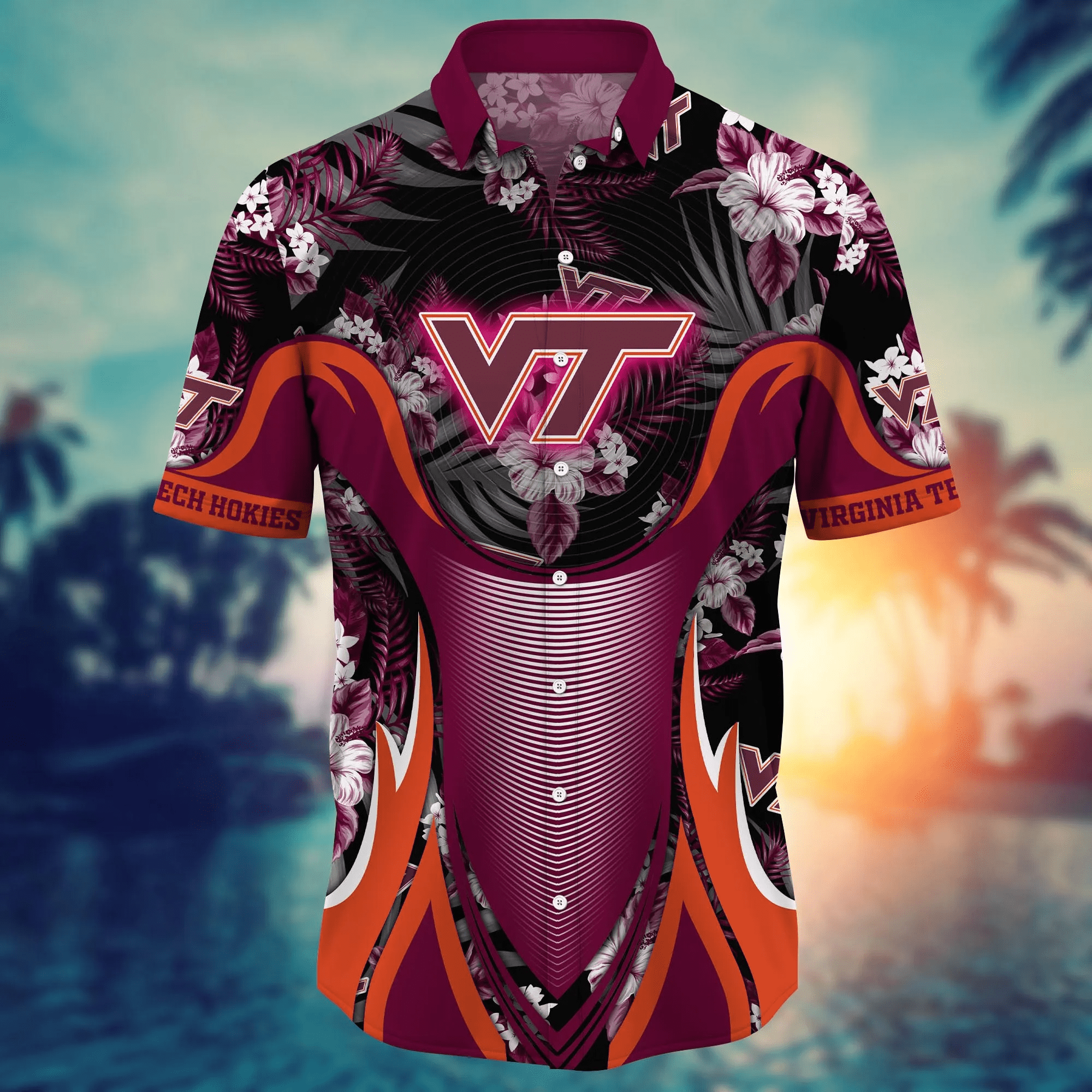 Virginia Tech Hokies NCAA Hawaiian Shirt Sun Showers Aloha Shirt