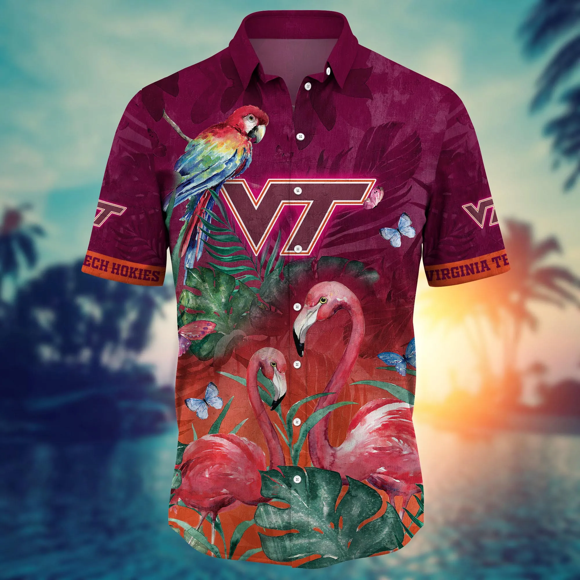 Virginia Tech Hokies NCAA Hawaiian Shirt Sunbathe Aloha Shirt