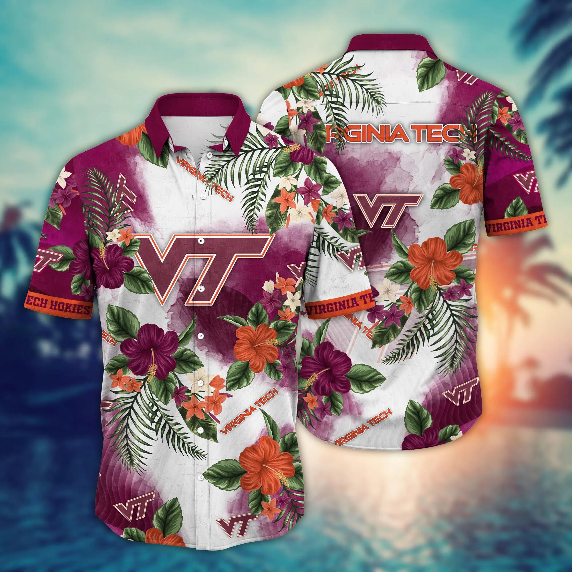 Virginia Tech Hokies NCAA Hawaiian Shirt Sunbathetime Aloha Shirt Virginia Tech Hokies NCAA Hawaiian Shirt Sunbathetime Aloha Shirt