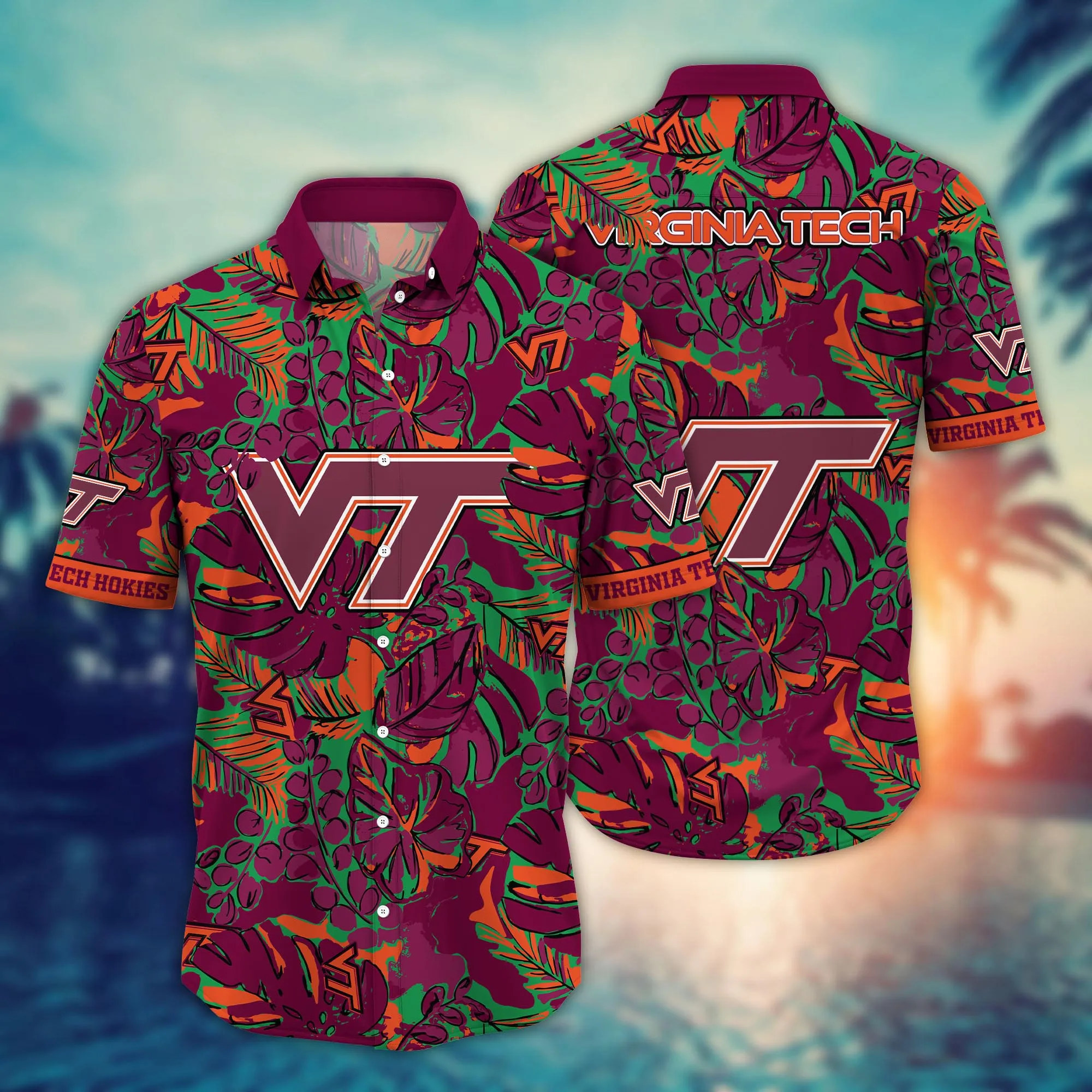 Virginia Tech Hokies NCAA Hawaiian Shirt Sunshine Aloha Shirt Virginia Tech Hokies NCAA Hawaiian Shirt Sunshine Aloha Shirt