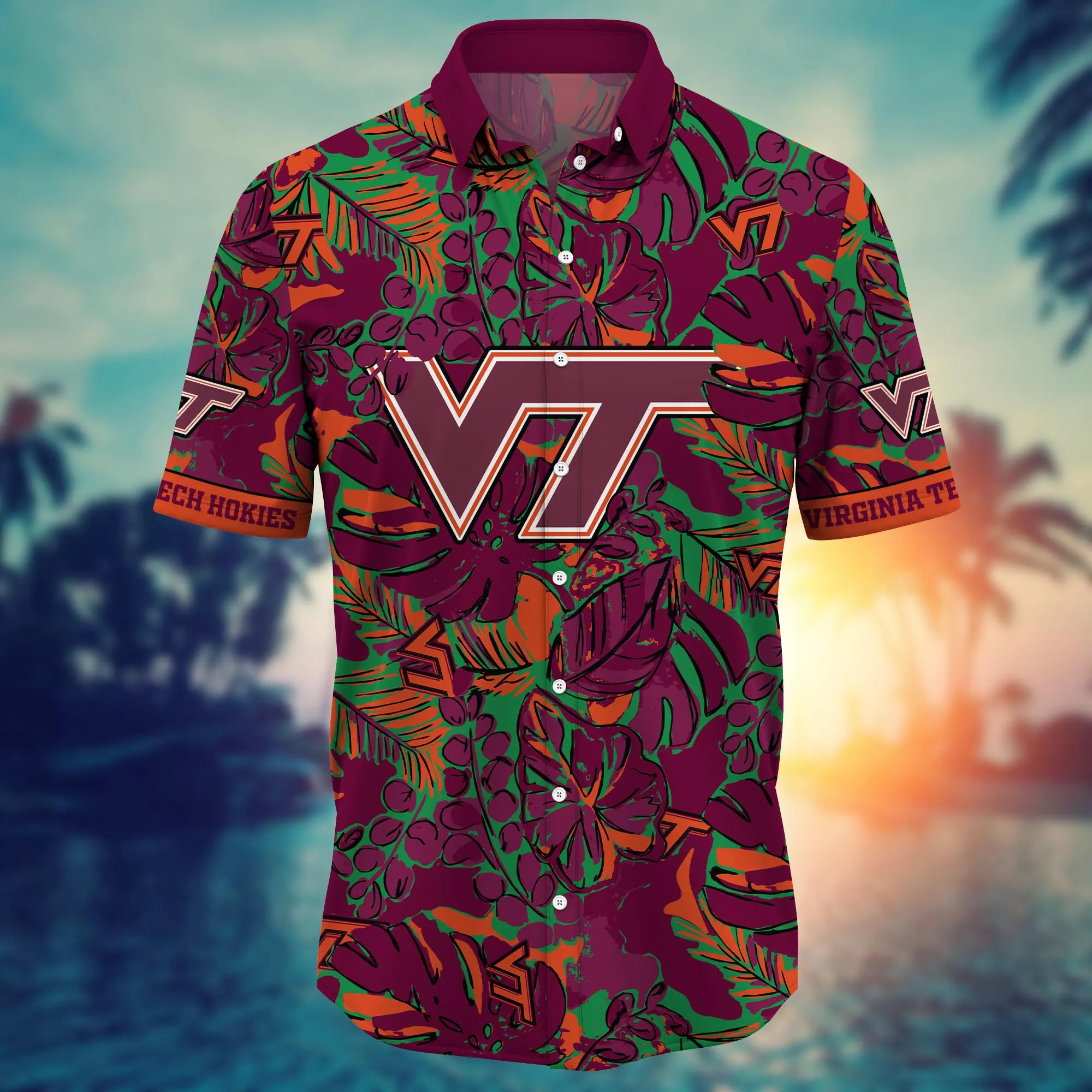 Virginia Tech Hokies NCAA Hawaiian Shirt Sunshine Aloha Shirt