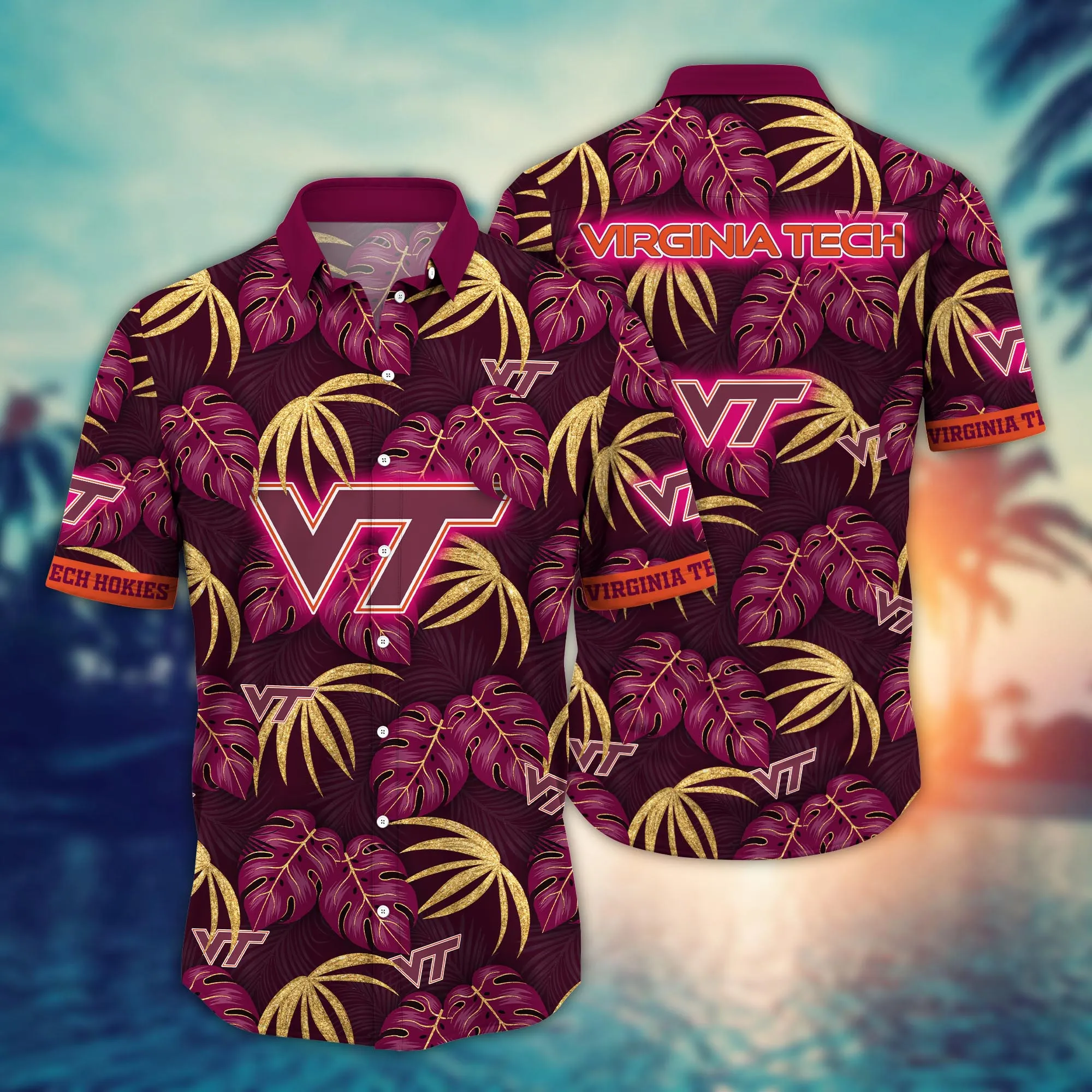 Virginia Tech Hokies NCAA Hawaiian Shirt Tropical Aloha Shirt Virginia Tech Hokies NCAA Hawaiian Shirt Tropical Aloha Shirt