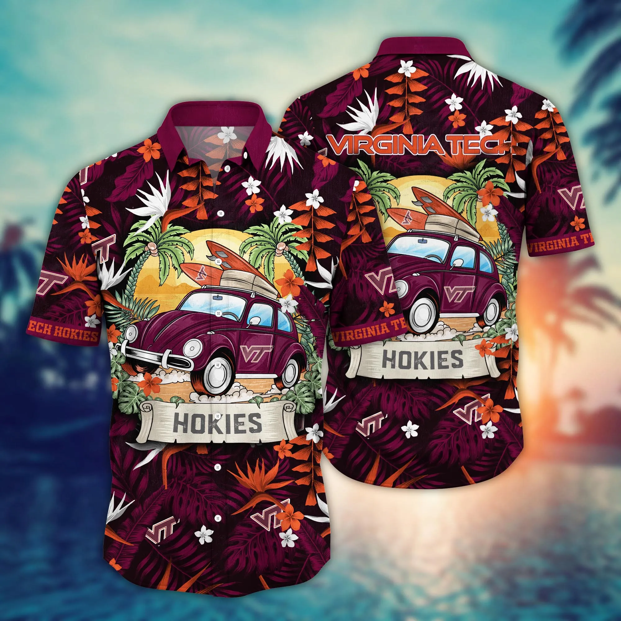 Virginia Tech Hokies NCAA Hawaiian Shirt Water Sportstime Aloha Shirt Virginia Tech Hokies NCAA Hawaiian Shirt Water Sportstime Aloha Shirt