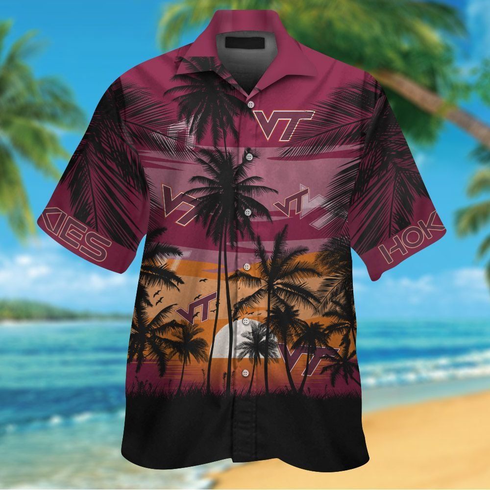 Virginia TecHokies Hawaiian Short Sleeve Tropical Shirt