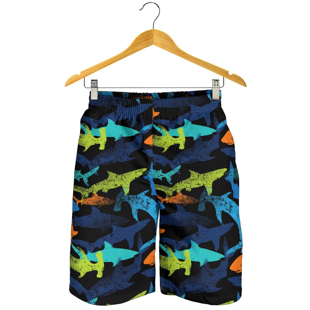 Vivid Shark Patterns on Shorts for Universal Wear
