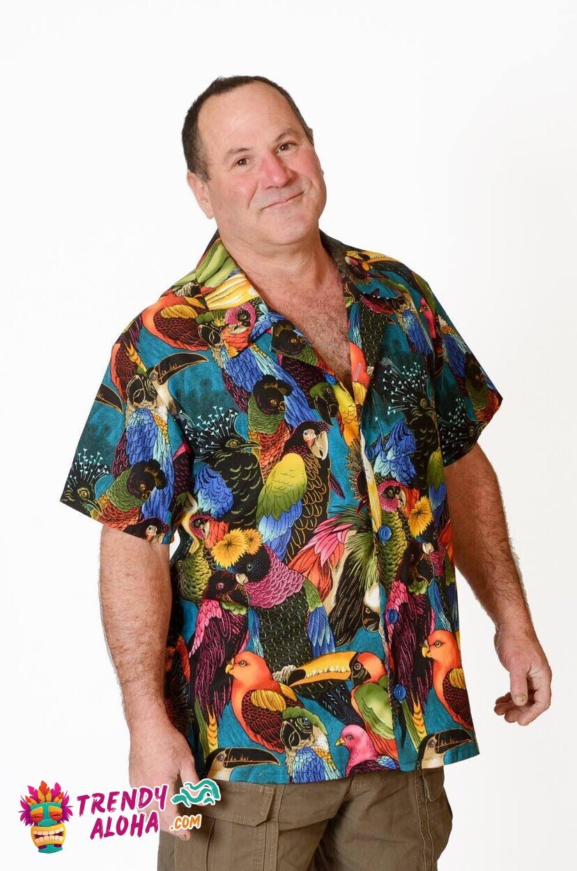 Vivid Tropical Birds Pattern Paradise Inspired Hawaiian Aloha Shirt
