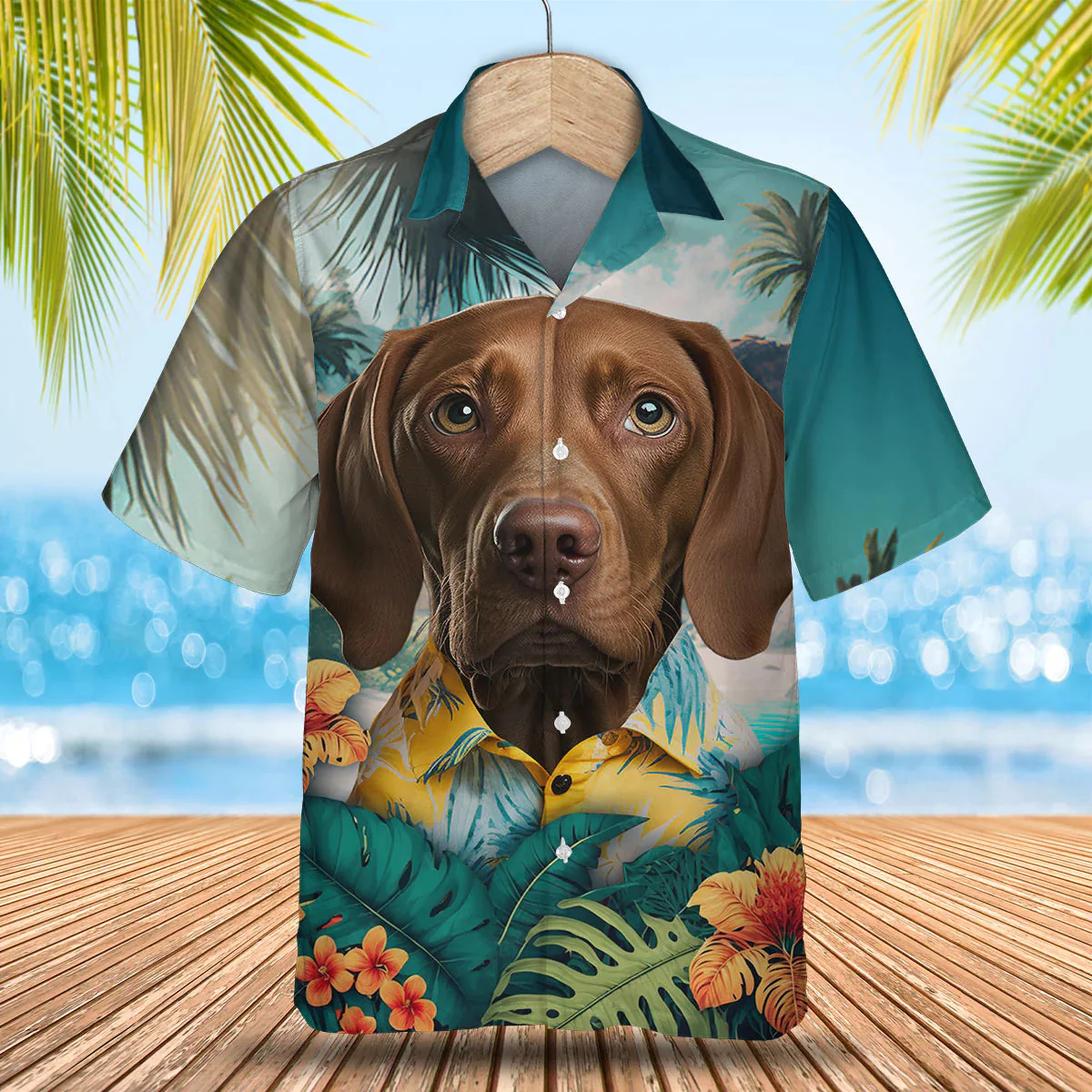 Vizsla 3D Tropical Trendy Hawaiian Shirt, Dog Lover Trendy Hawaiian Shirt, Summer Trendy Hawaiian Shirt For Men And Women