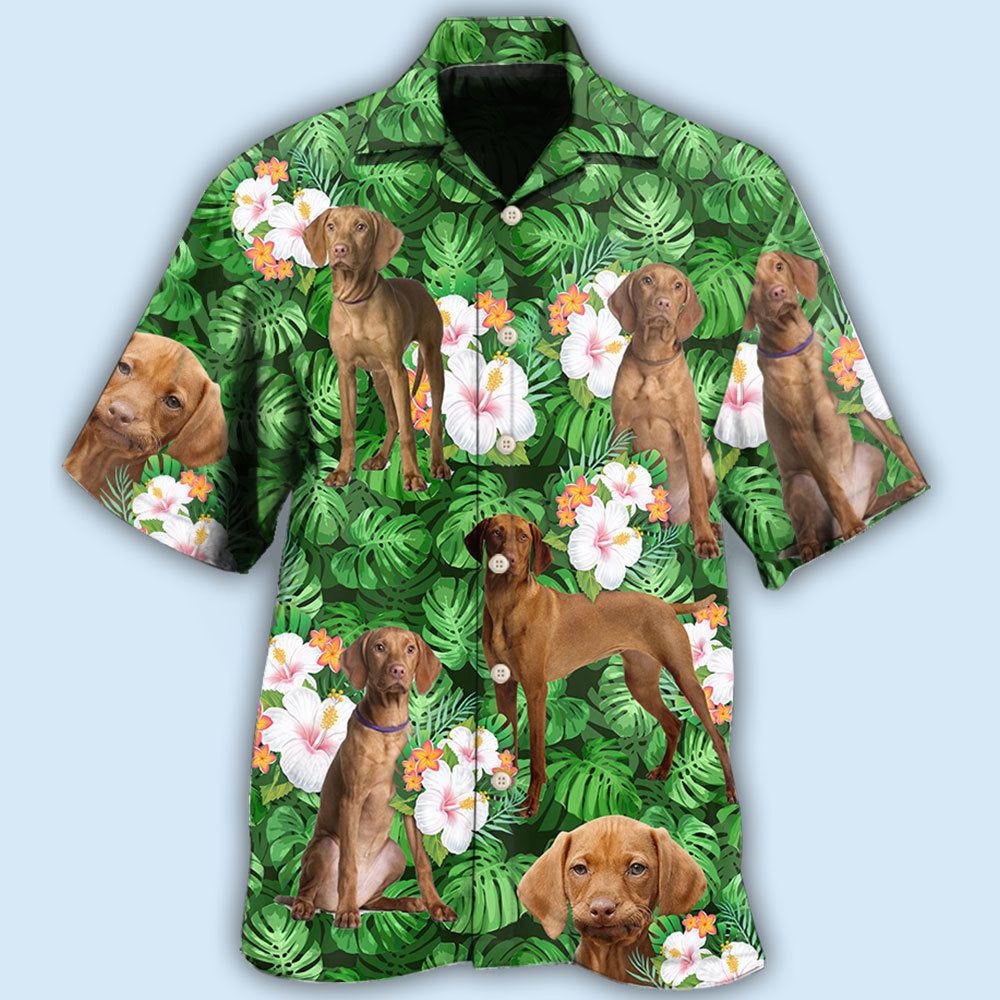 Vizsla Best Dog Dad Green Tropical Leaf – Hawaiian Shirt Vizsla Best Dog Dad Green Tropical Leaf – Hawaiian Shirt