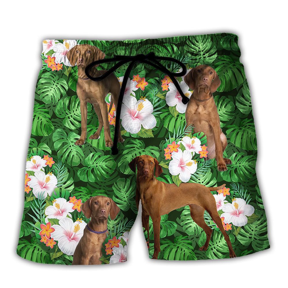 Vizsla Best Dog Dad Tropical Leaf Trendy Aloha Hawaiian Beach Shorts Vizsla Best Dog Dad Tropical Leaf Trendy Aloha Hawaiian Beach Shorts