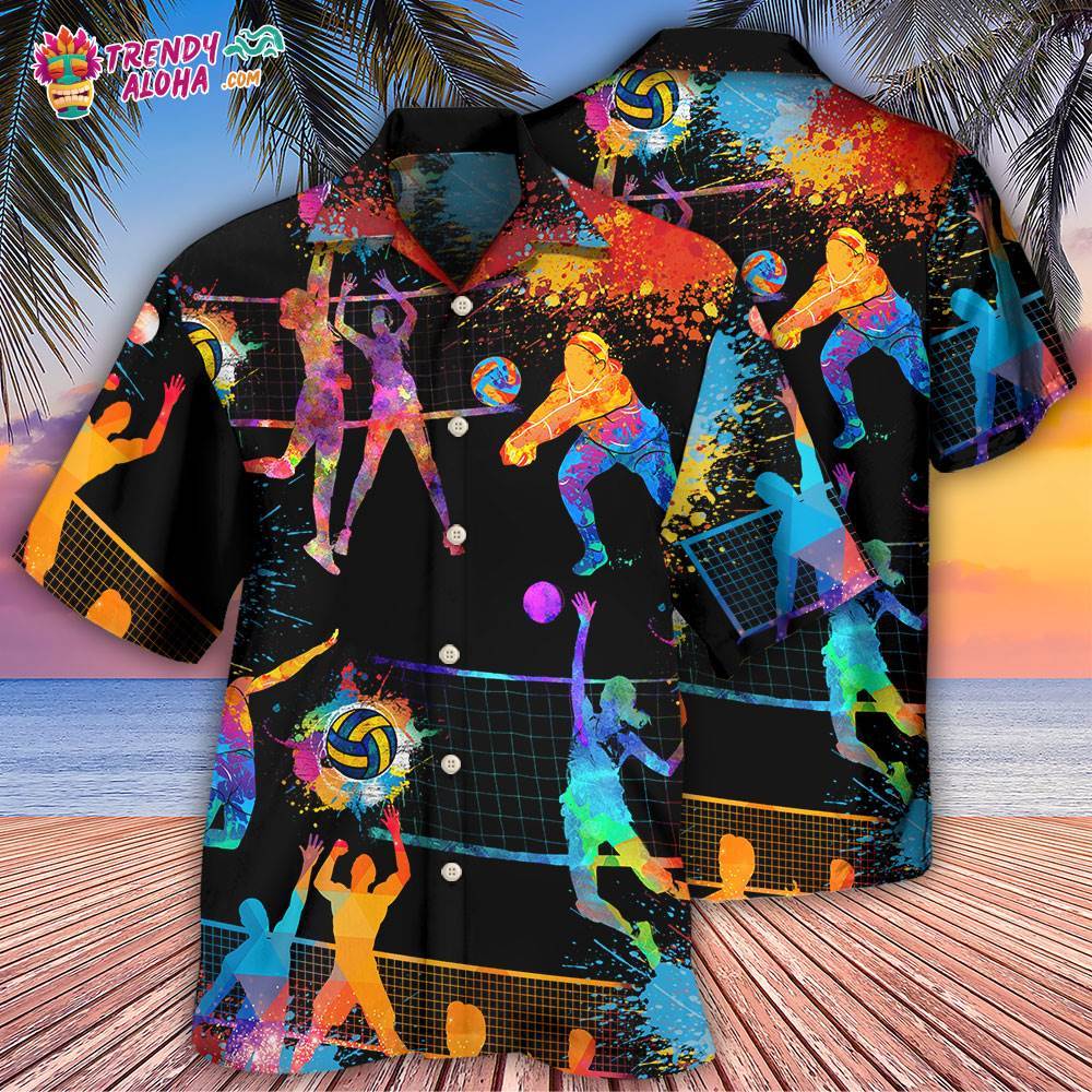 Volleyball Art Mix Color Hawaiian Shirt Trendy Aloha Trendy Aloha