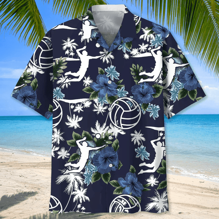 Volleyball Flower Trendy Hawaiian Shirt, Volleyball Shirt, Sports Team Group Shirts