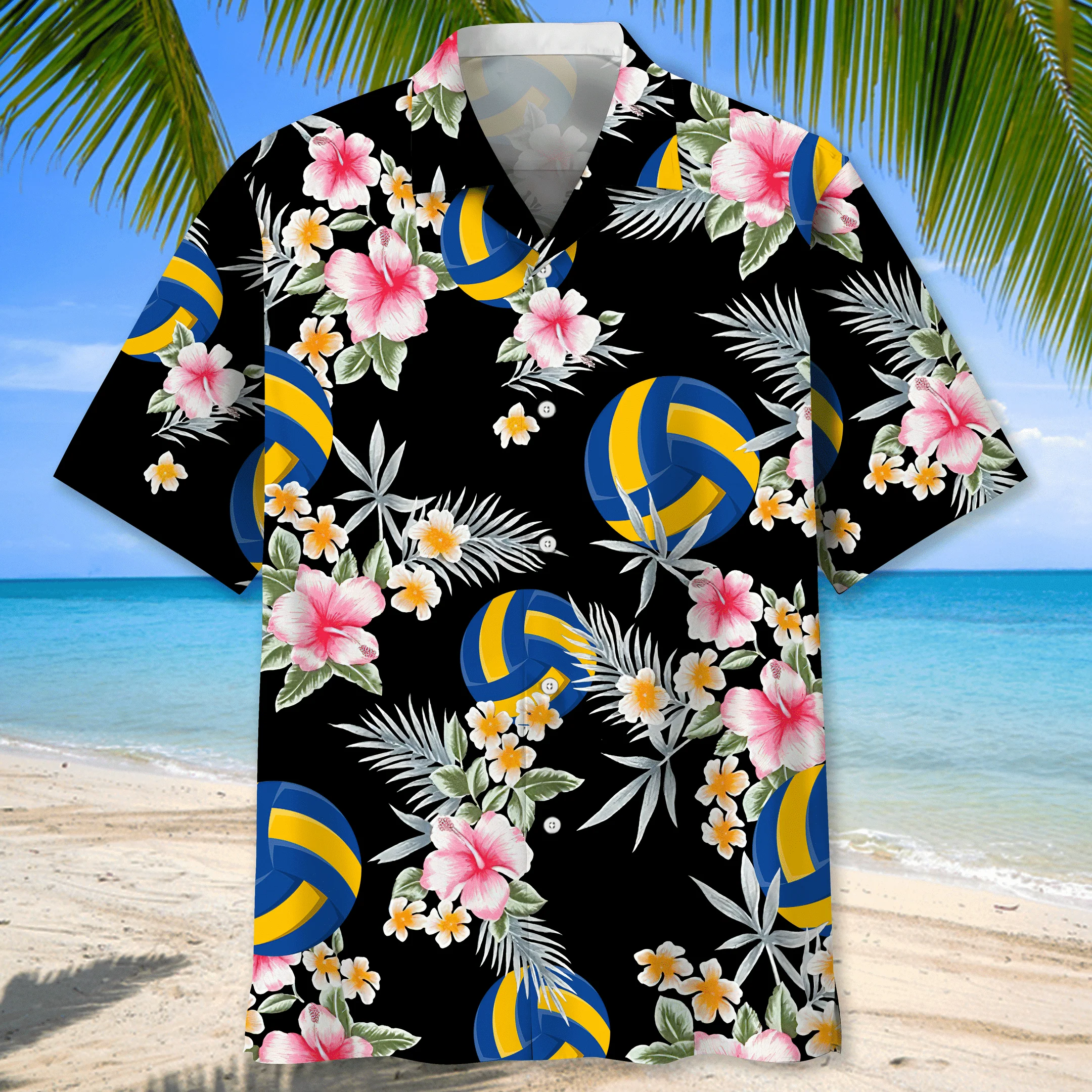 Volleyball Flower Trendy Hawaiian Shirt, Volleyball Shirt, Sports Team Group Shirts