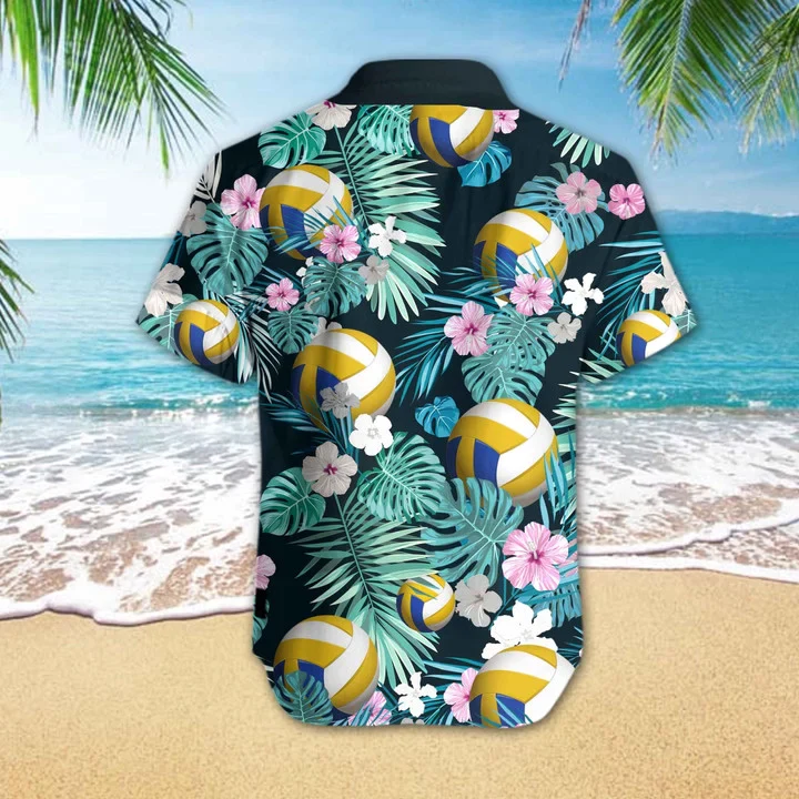 Volleyball Flower Tropical Jungle Trendy Hawaiian Shirt