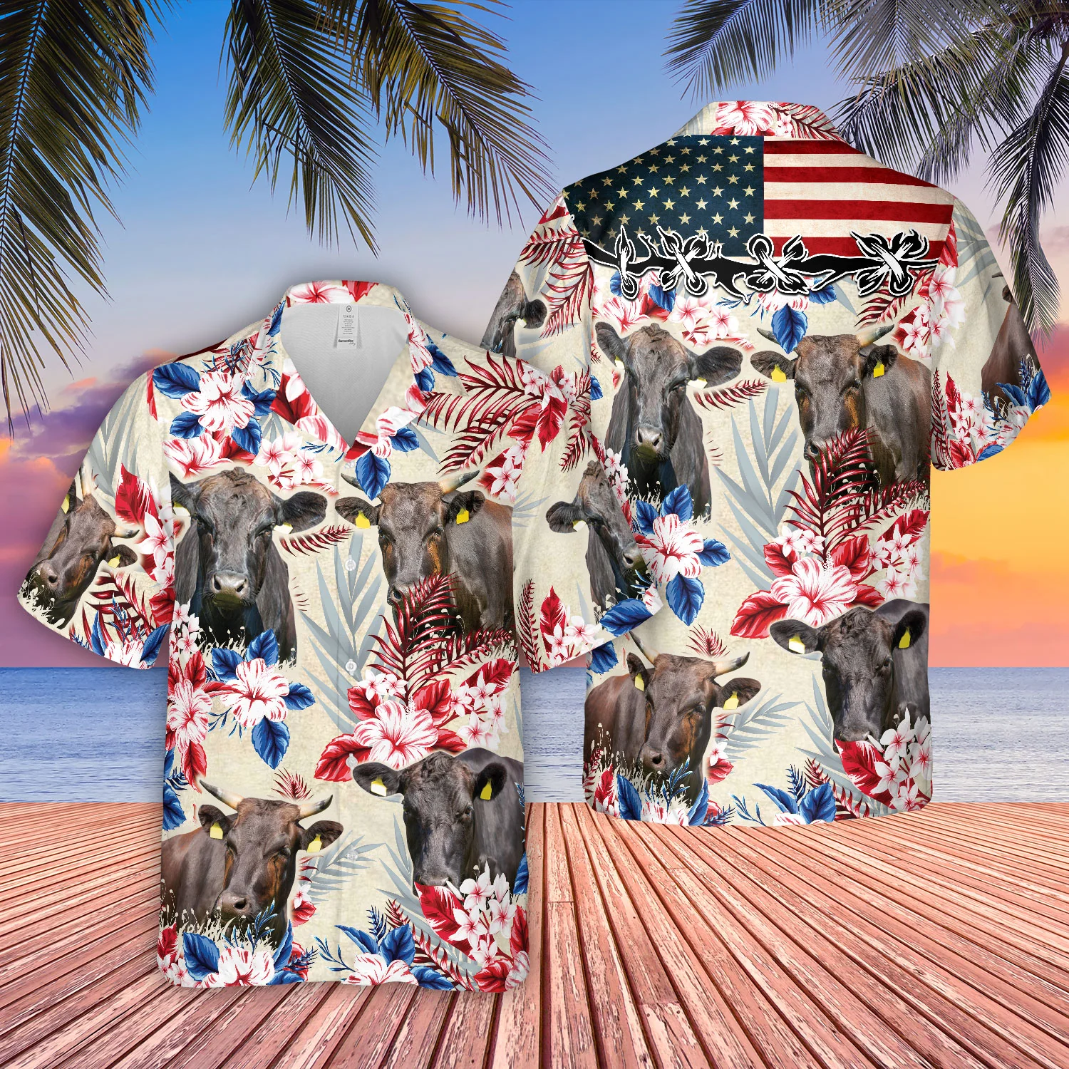 Wagyu Breed Hawaiian Shirt Displaying Patriotic Us Flag Pattern High Quality