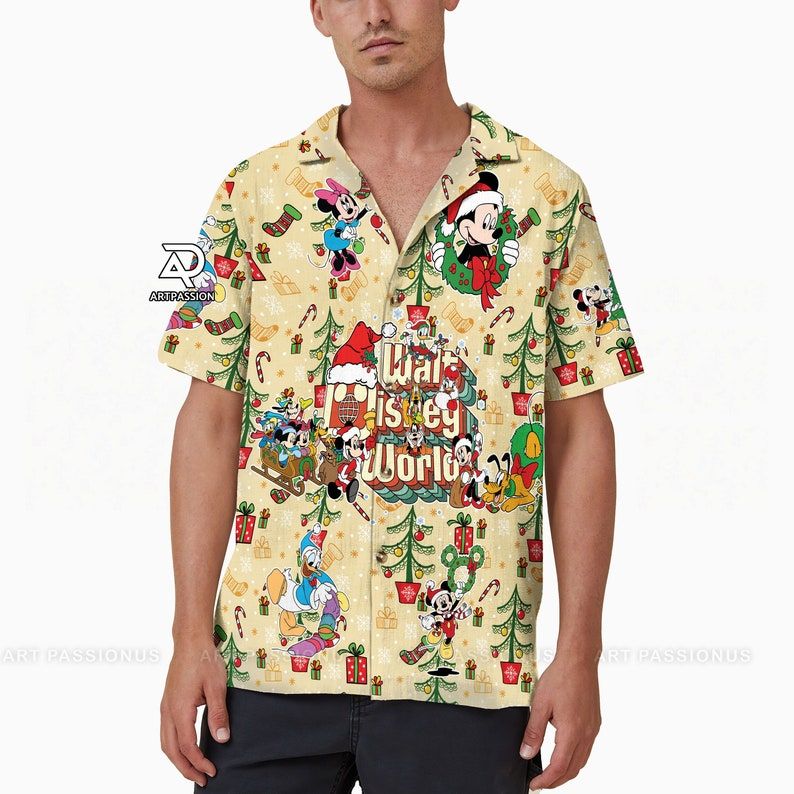 Walt Disney World Hawaiian Christmas Mickey Minnie Donald Pluto Goofy Shirt Walt Disney World Hawaiian Christmas Mickey Minnie Donald Pluto Goofy Shirt