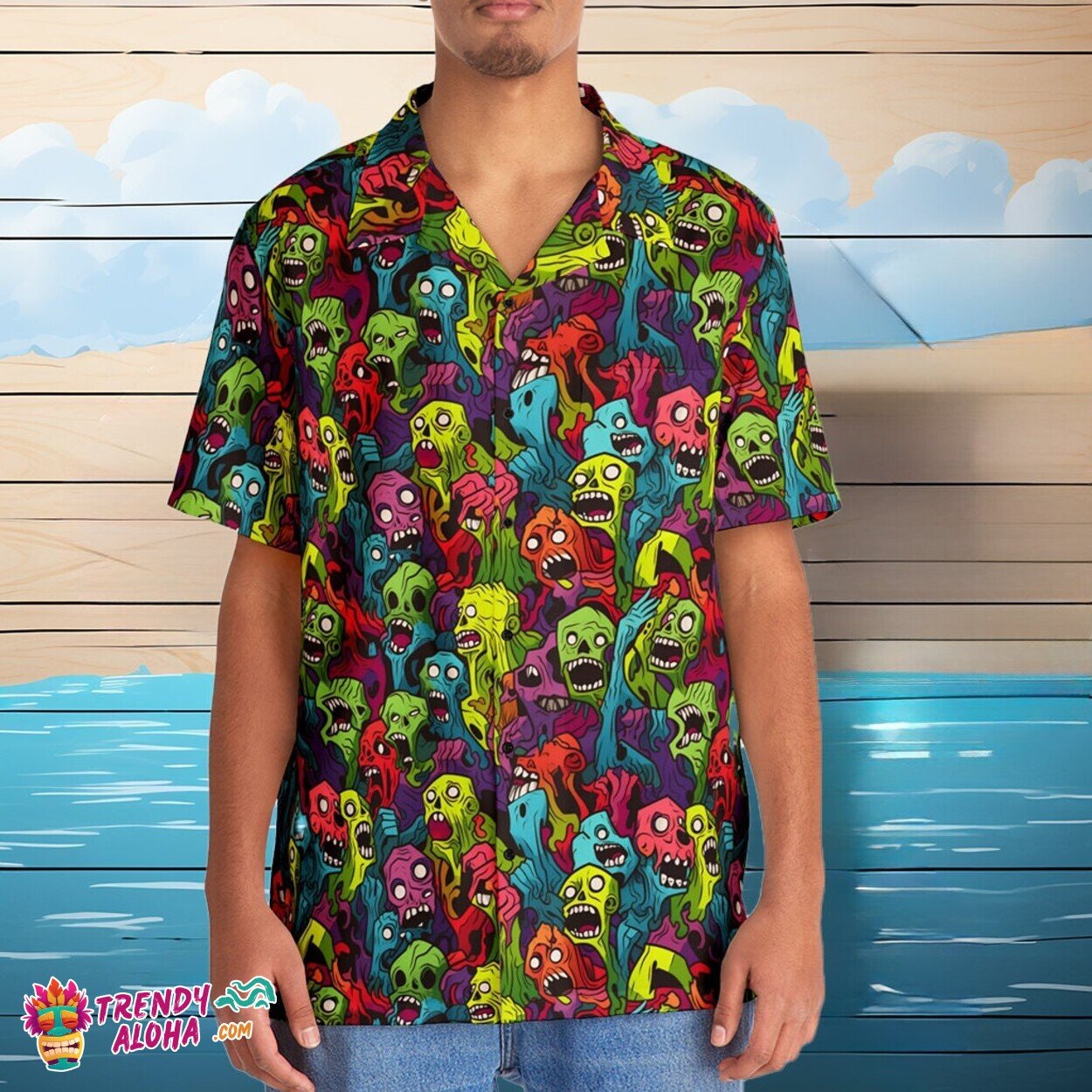 Warhol Inspired Zombie Meltdown Pop Art Hawaiian Horror Shirt